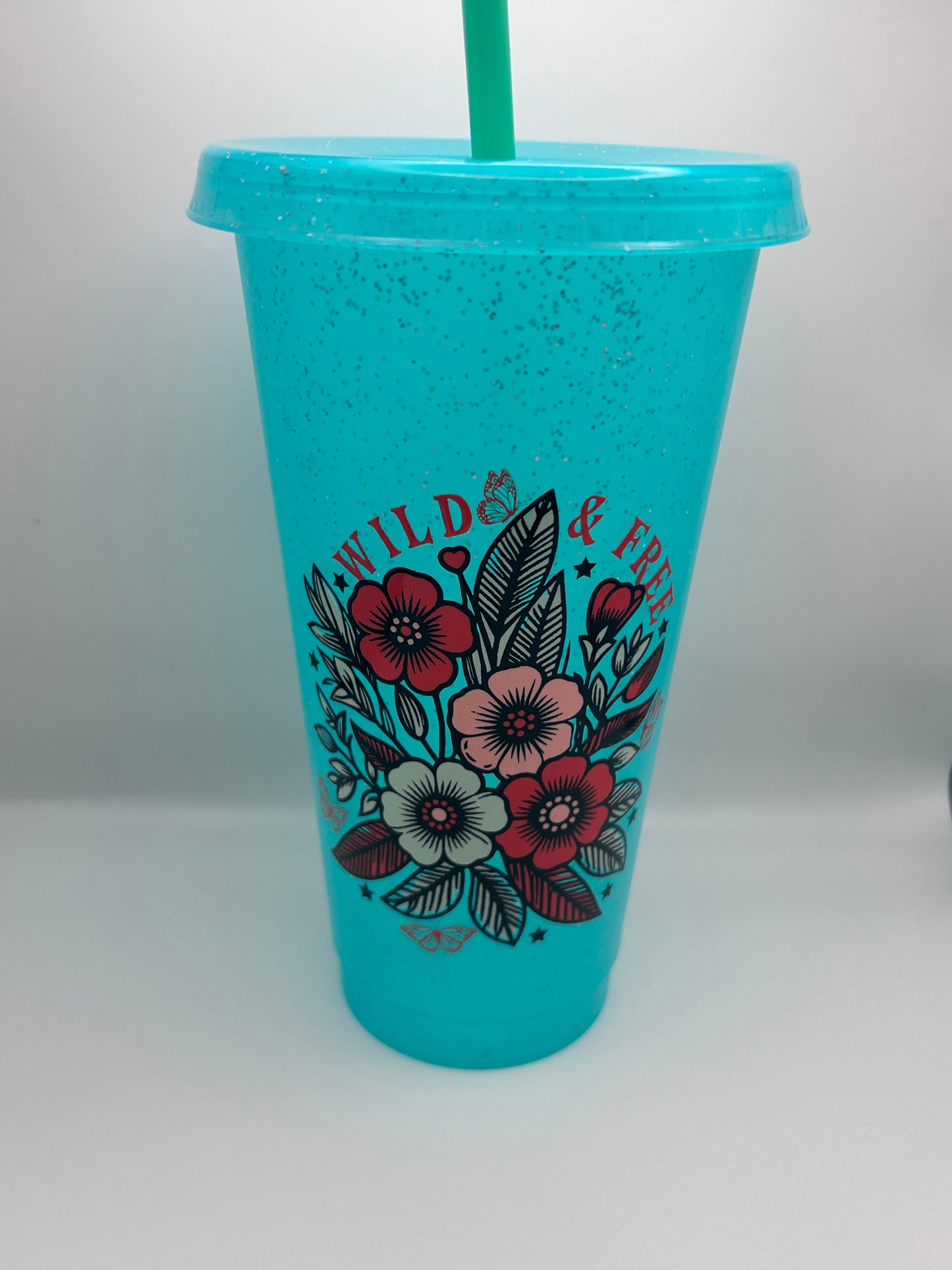 Wild and free 24 oz cold cup with lid and straw.