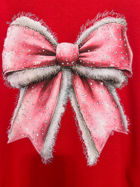 Pink bow crewneck sweatshirt