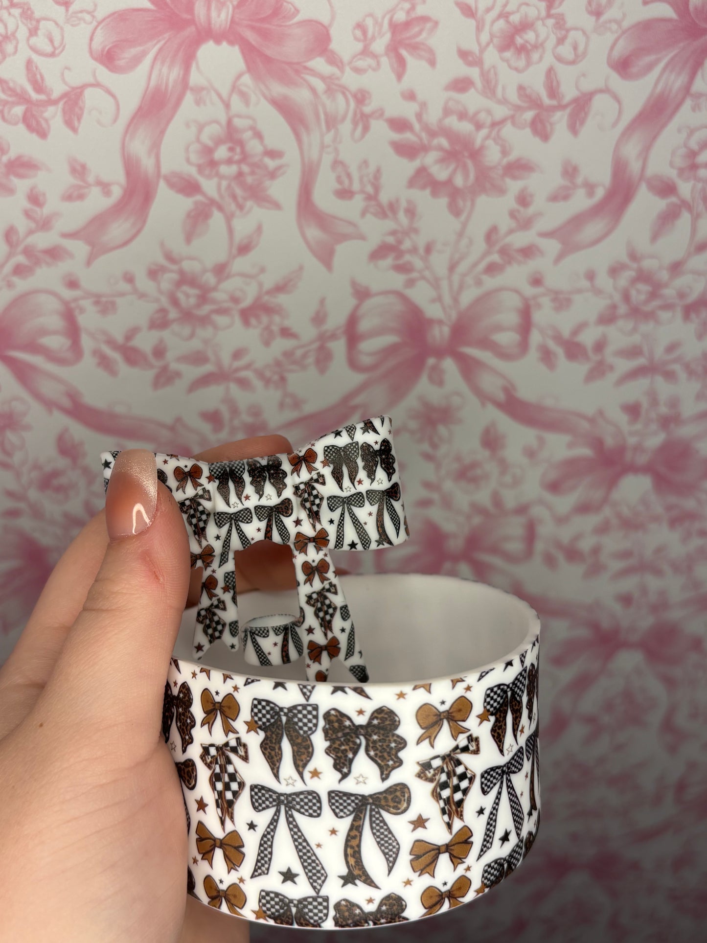 Checkered Straw topper and cup boot set