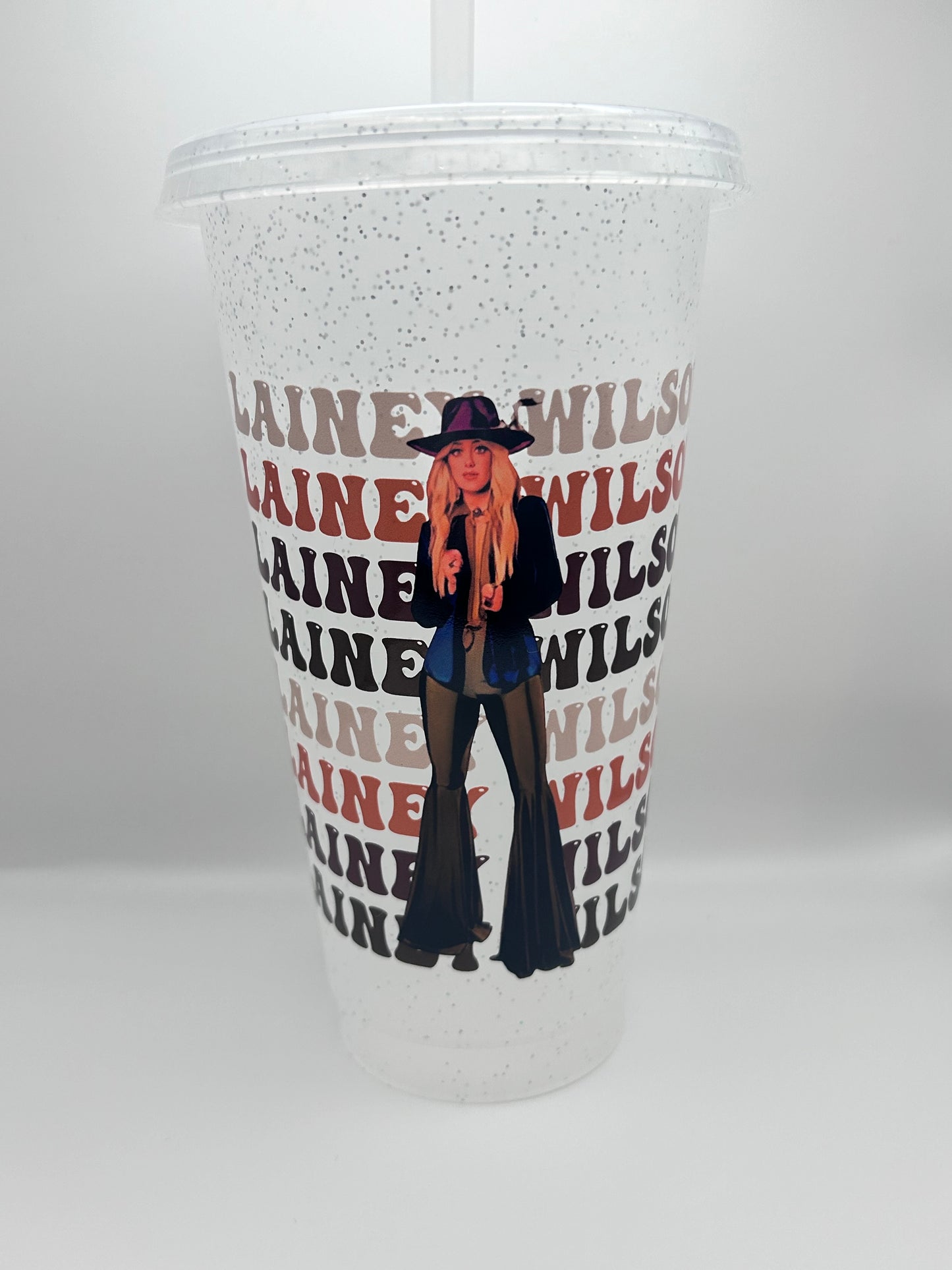 Laine Wilson  24 oz cold cup with lid and straw.