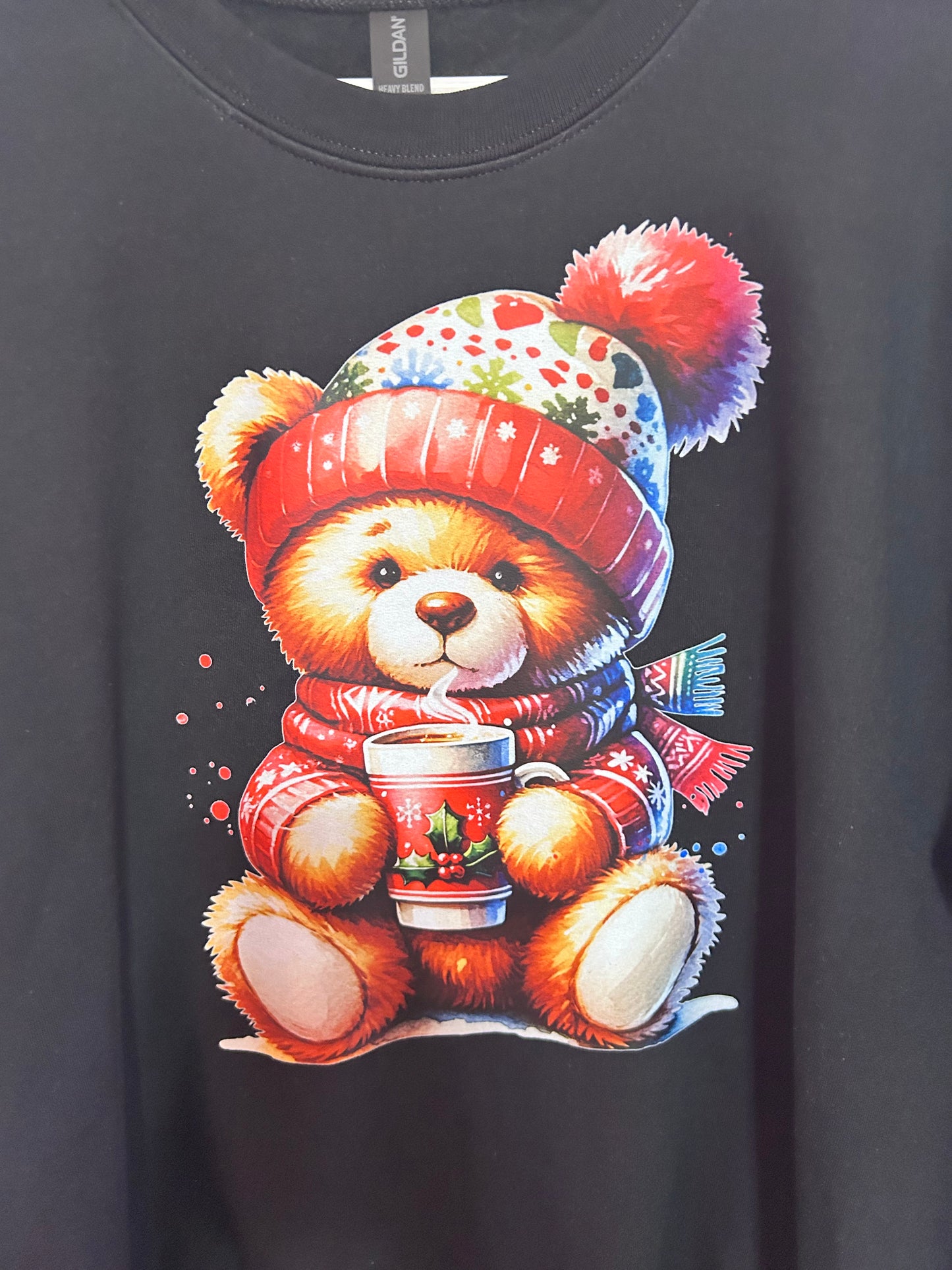 Colorful winter bear crewneck sweatshirt