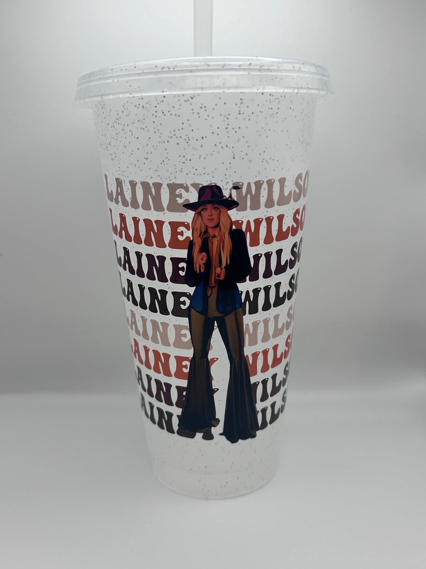 Laine Wilson  24 oz cold cup with lid and straw.