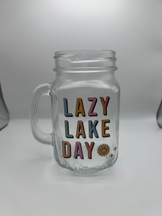 Lazy lake day 12 oz glass mug