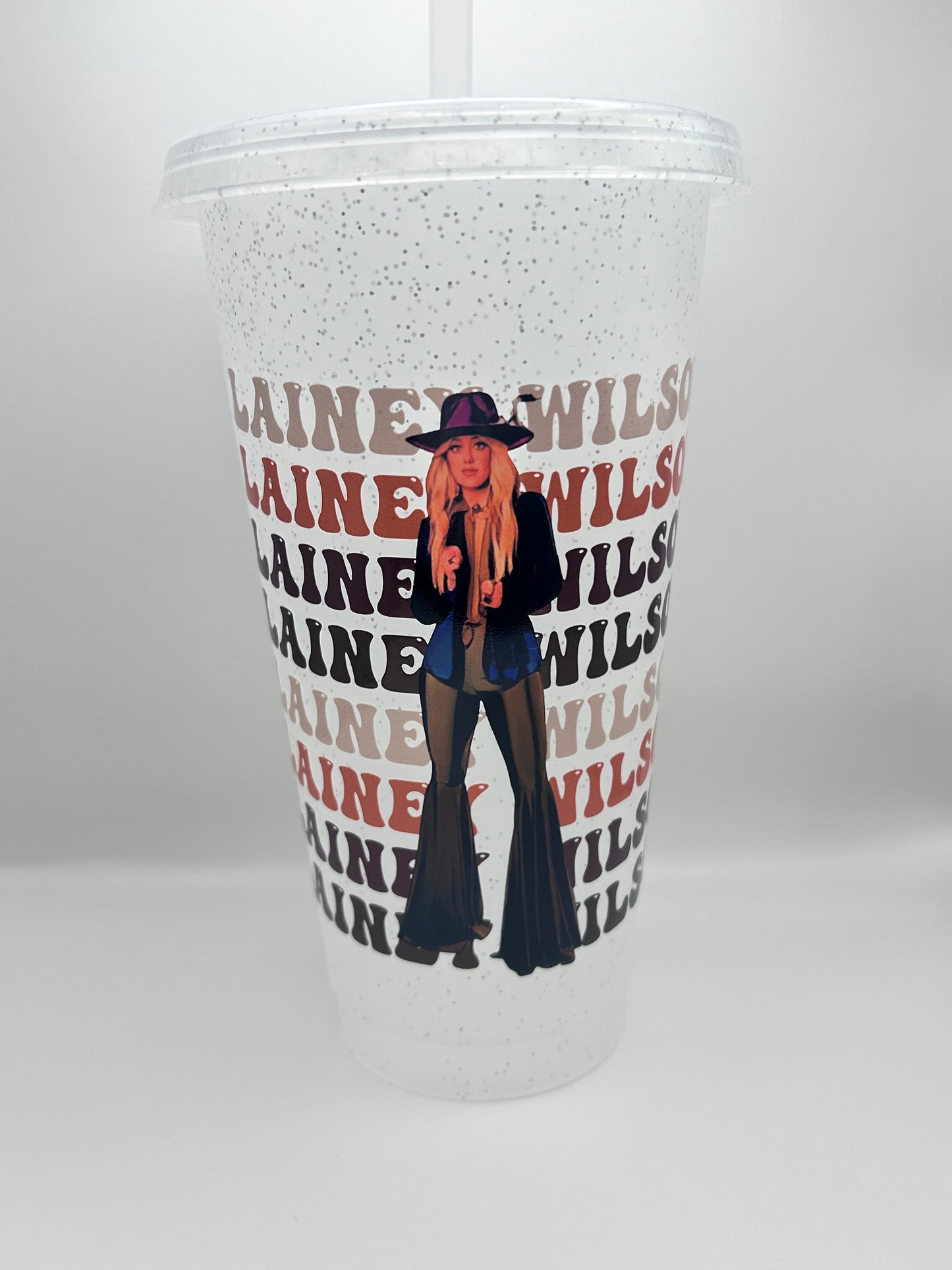 Laine Wilson  24 oz cold cup with lid and straw.