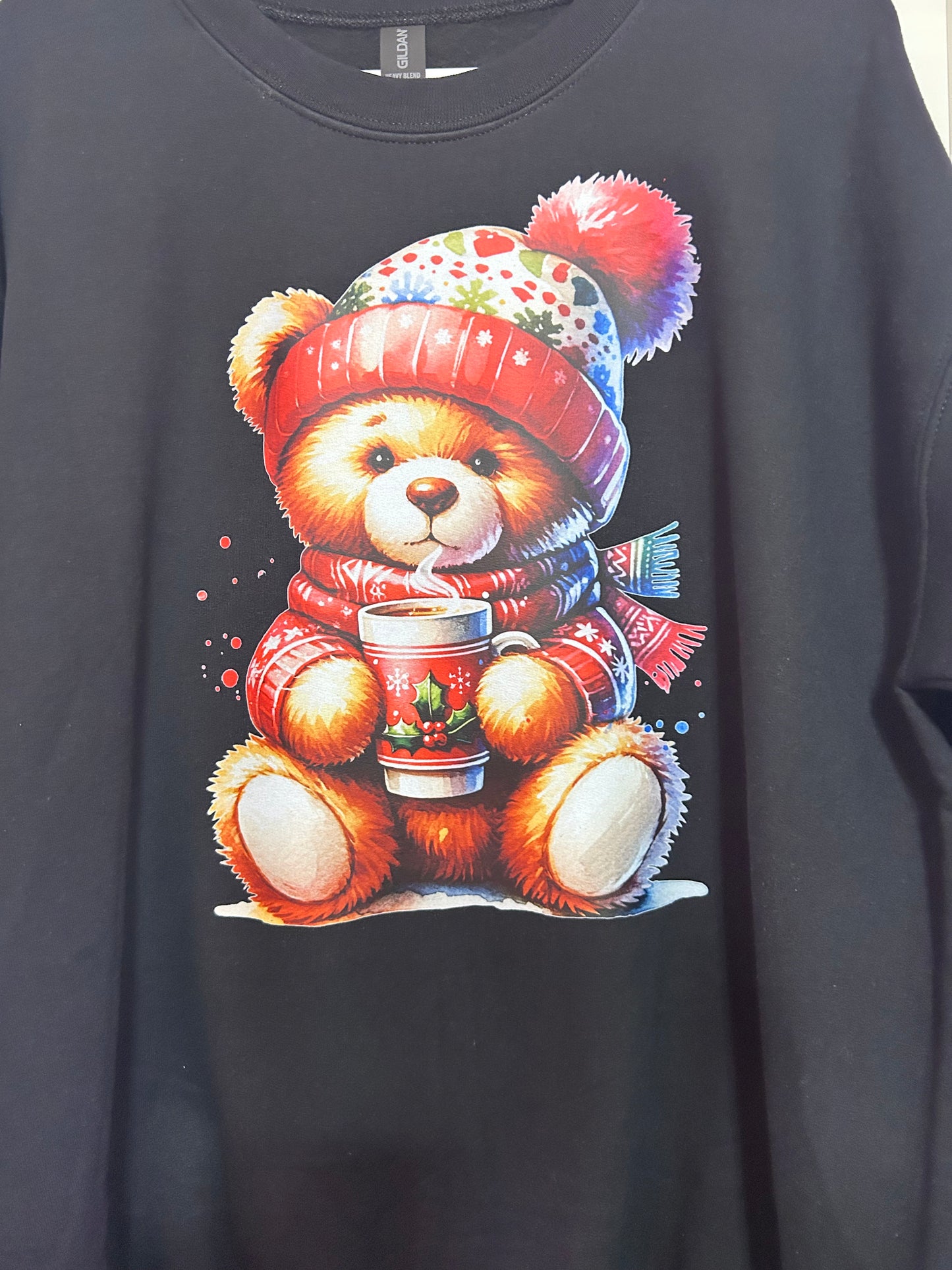 Colorful winter bear crewneck sweatshirt