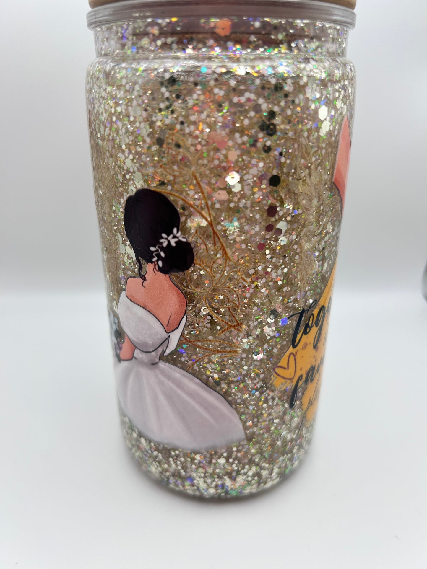 She said yes 16 oz glass fast  flow snow-globe tumbler.