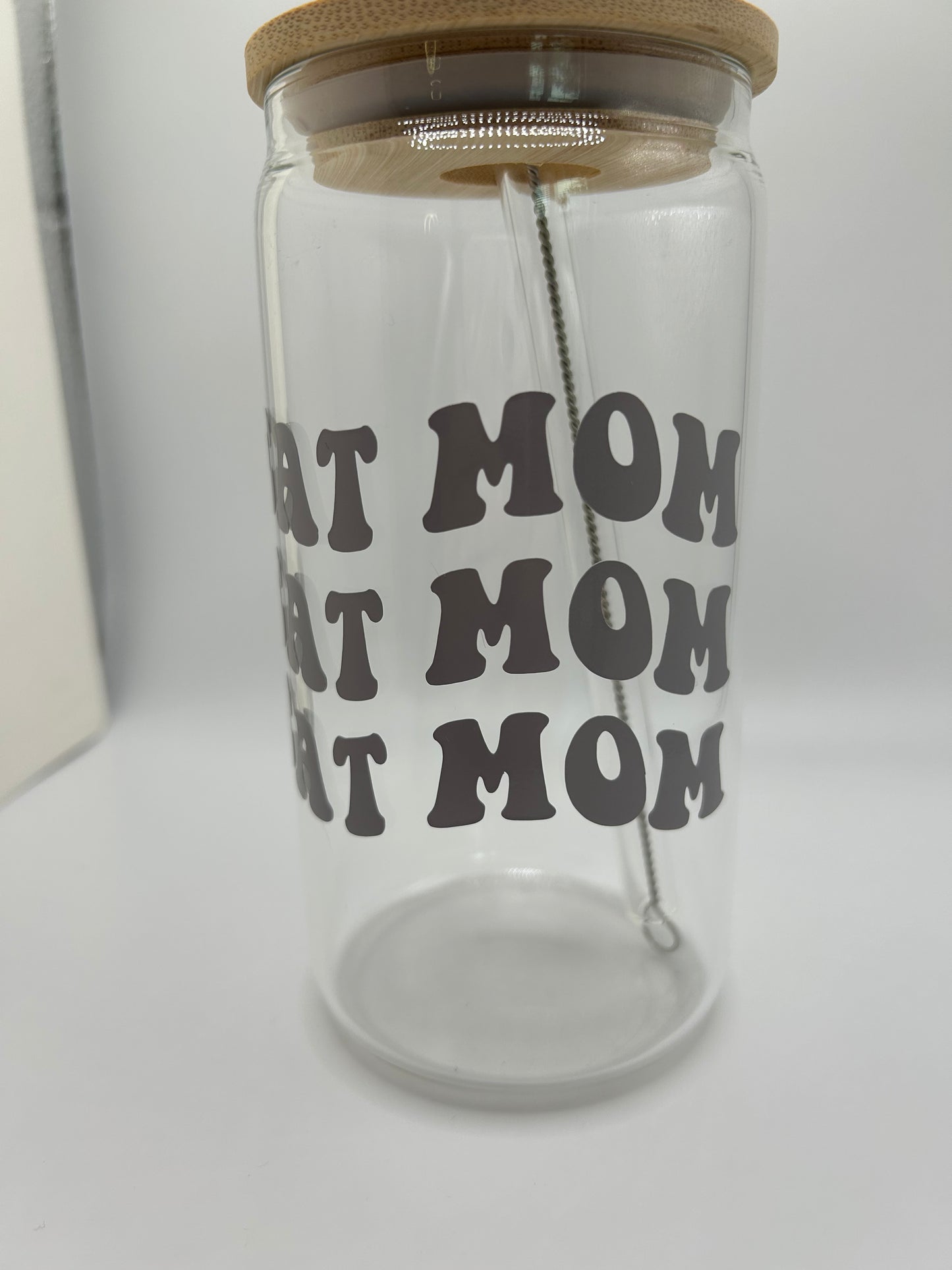 Cat mom 16 oz libby glass