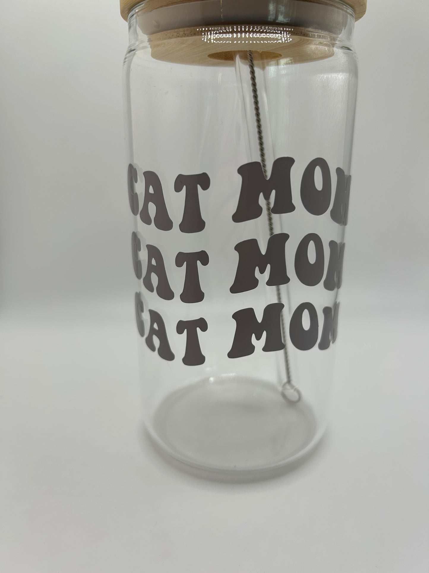 Cat mom 16 oz libby glass