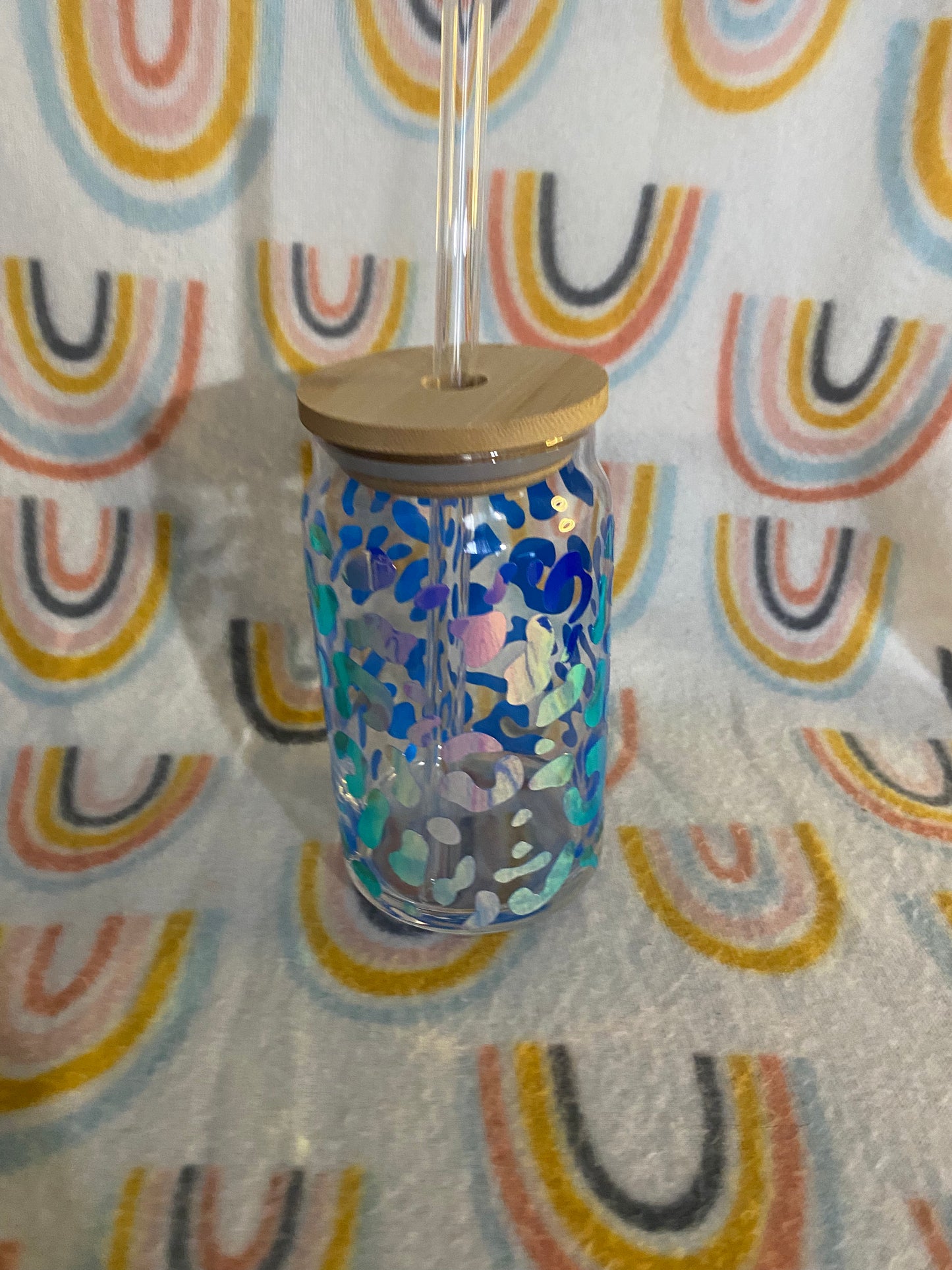 Cheetah print 16 oz Libby Cup/libby glass