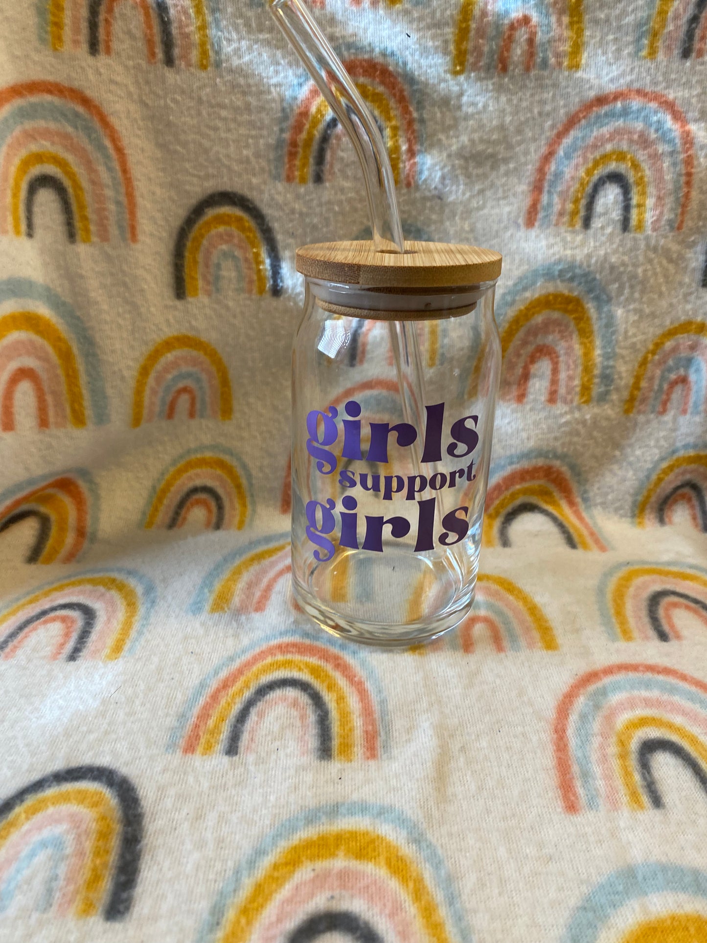 girls support girls 16 oz Libby Cup/libby glass