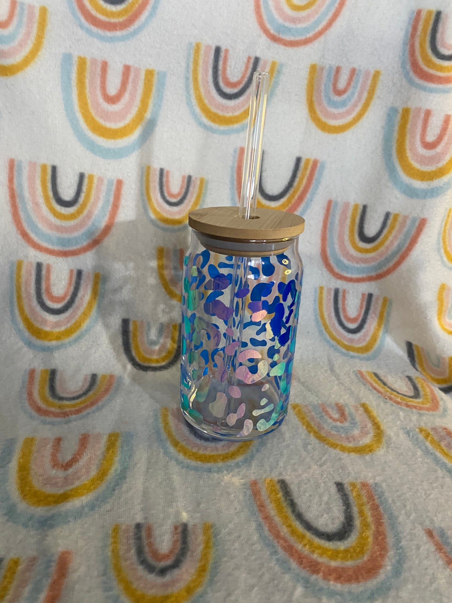 Cheetah print 16 oz Libby Cup/libby glass