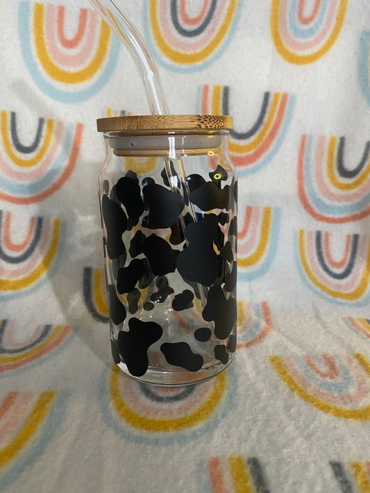 Cow print 16 oz Libby Cup/libby glass