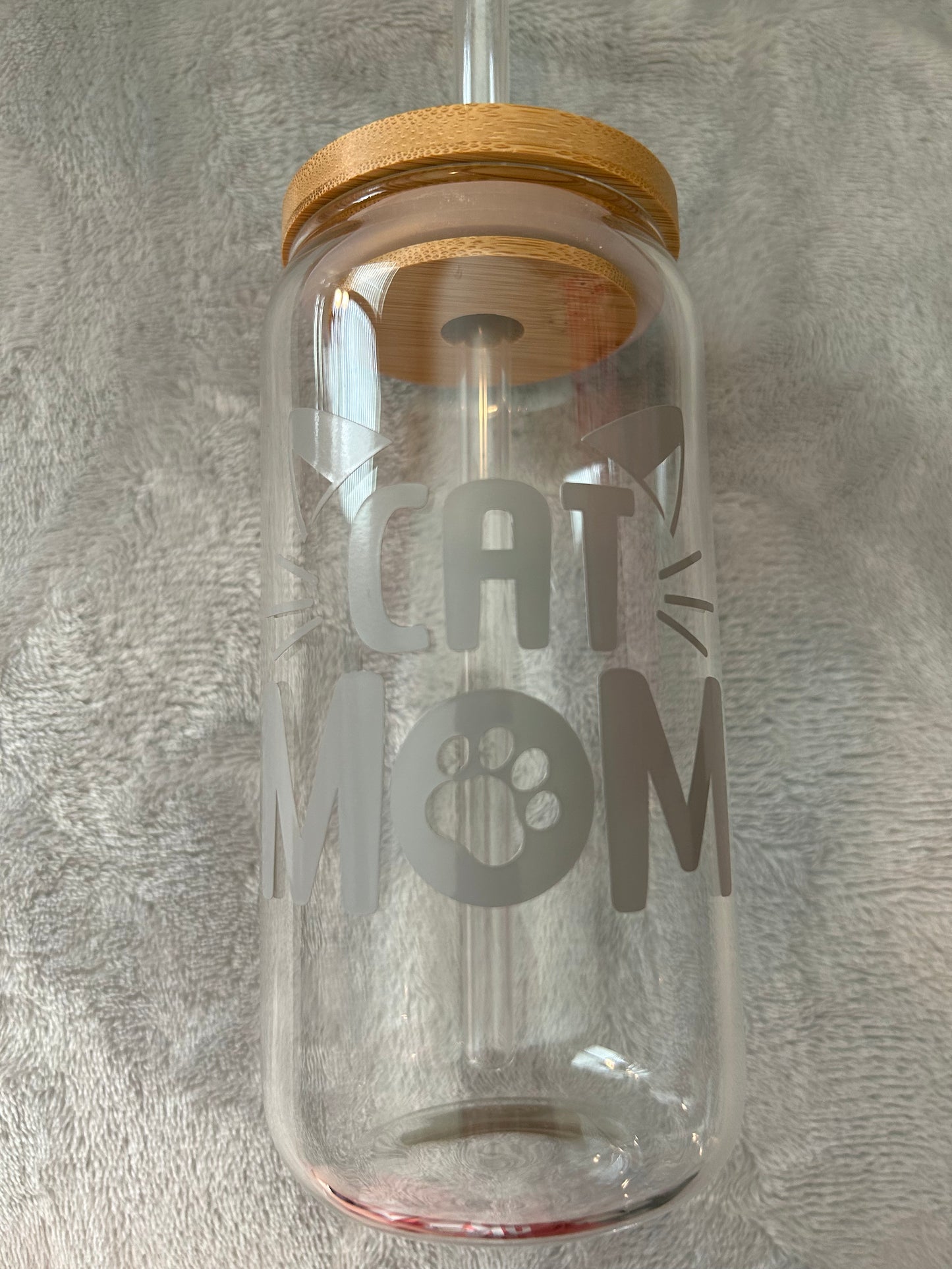 Cat mom 16 oz Libby glass