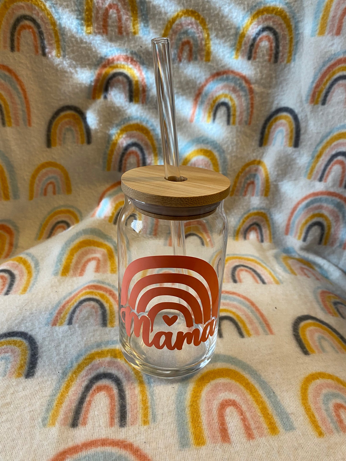 Mama BoHo rainbow 16 oz Libby Cup/libby glass