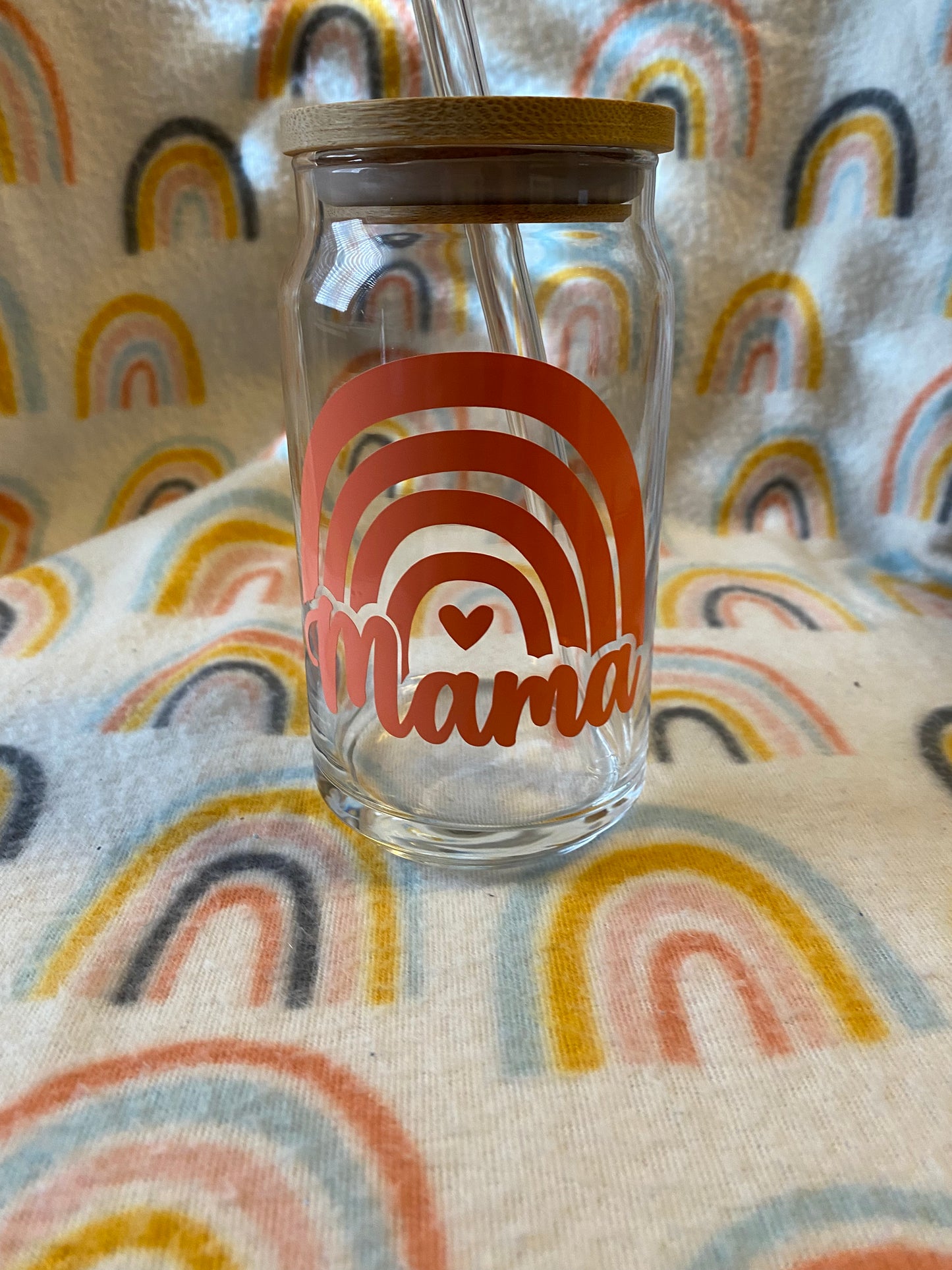 Mama BoHo rainbow 16 oz Libby Cup/libby glass