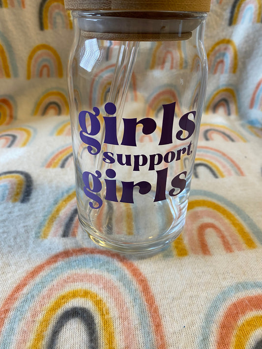 girls support girls 16 oz Libby Cup/libby glass