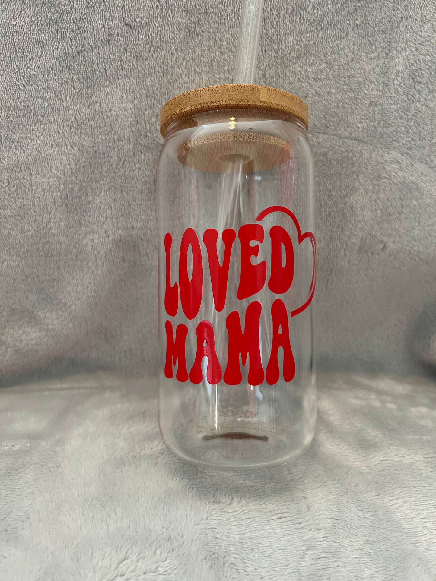 Loved mama 16 oz Libby glass