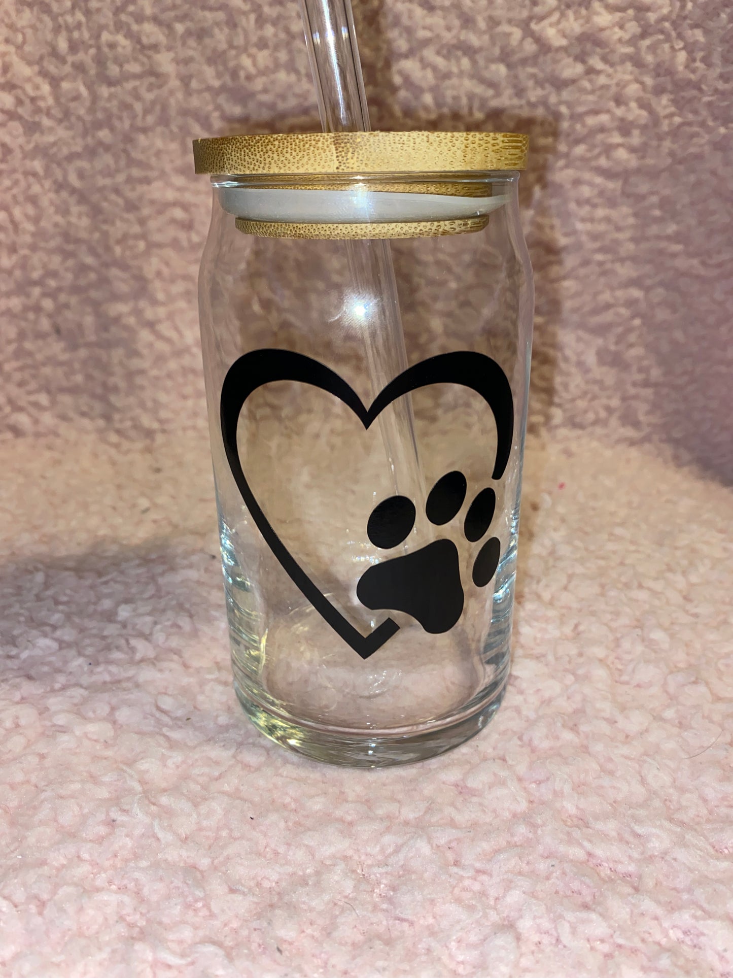 Paw heart! 16 oz Libby Cup/libby glass