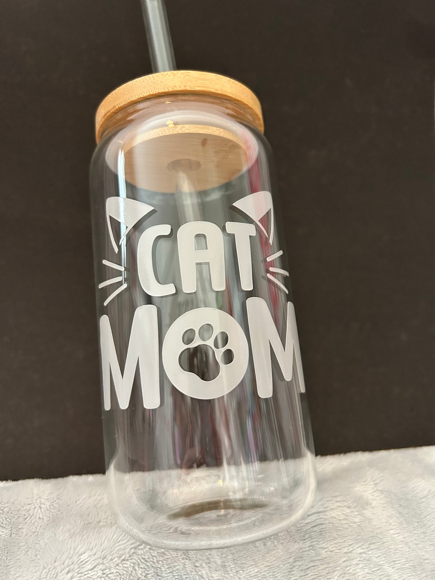 Cat mom 16 oz Libby glass