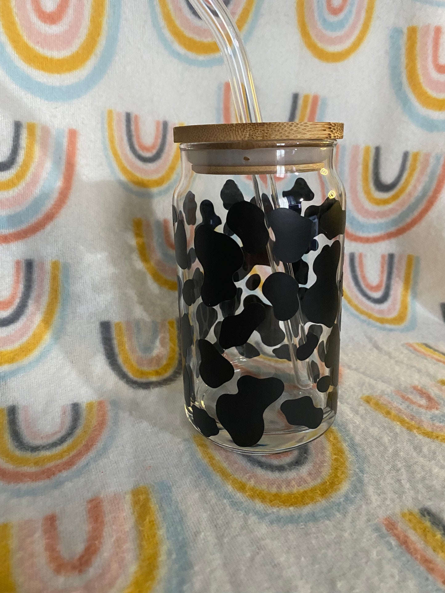 Cow print 16 oz Libby Cup/libby glass