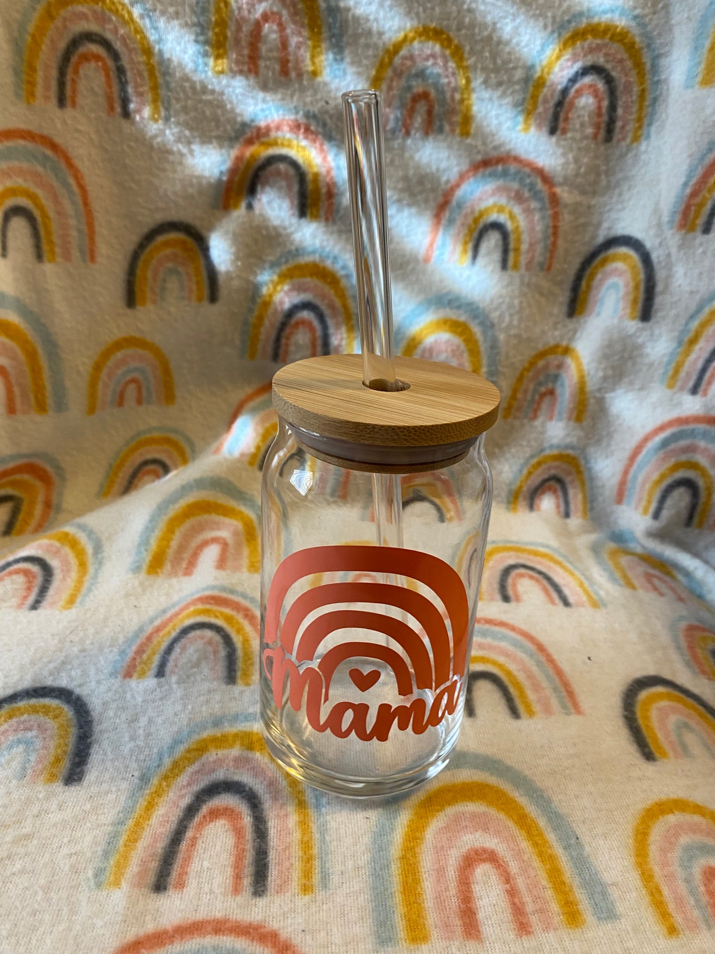 Mama BoHo rainbow 16 oz Libby Cup/libby glass