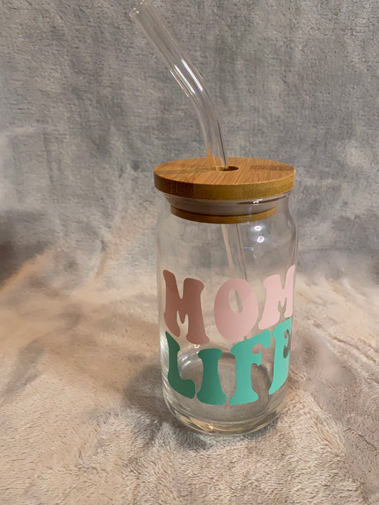 Mom life. 16 oz Libby Cup/libby glass