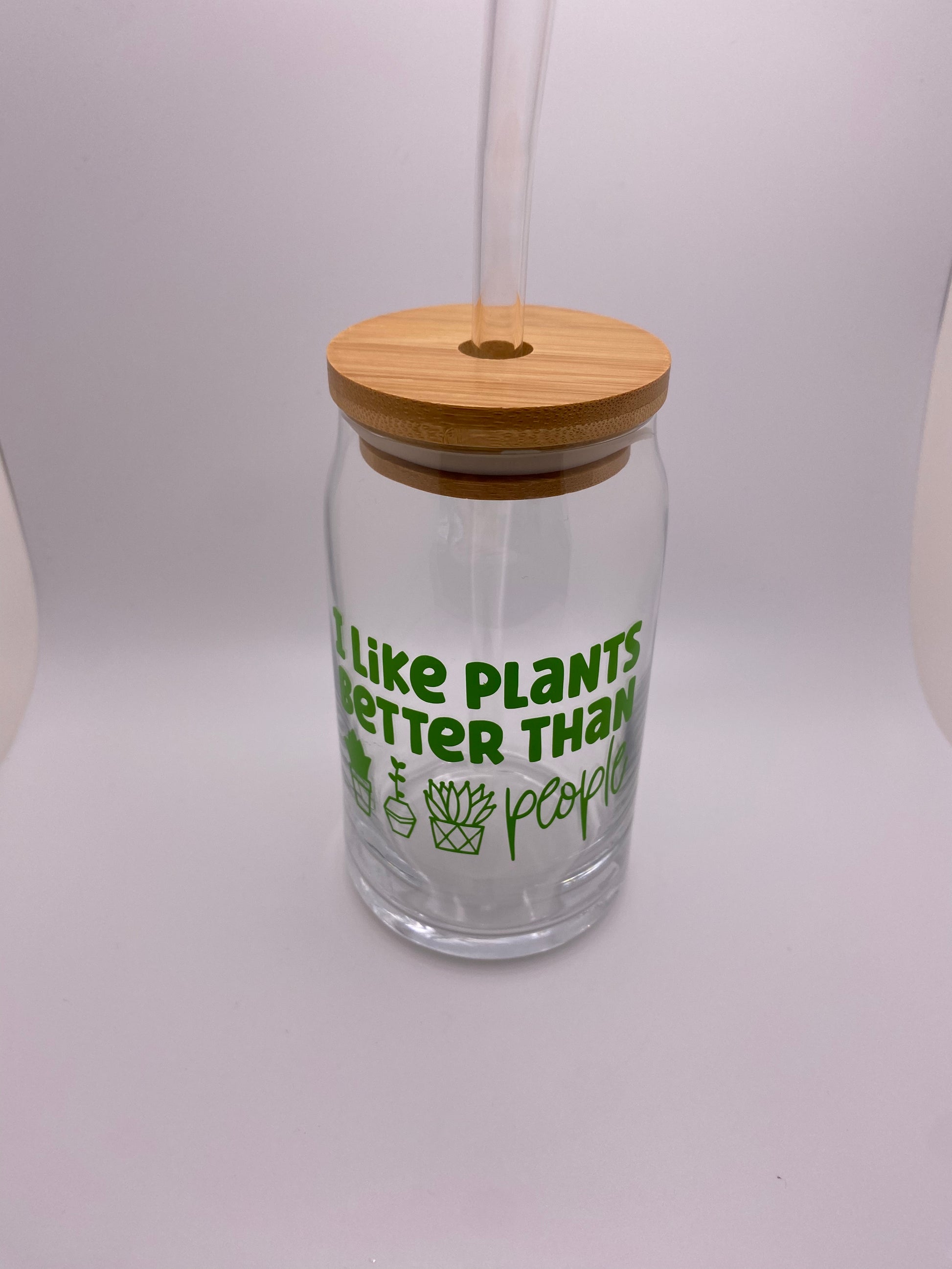 I like plants better than people, 16 oz Libby Cup/libby glass