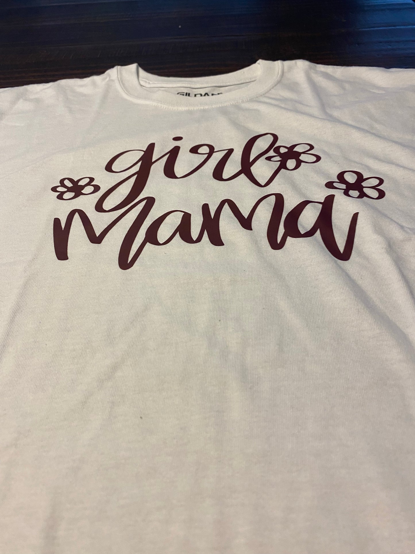 “Girl mama” with flowers T-shirt