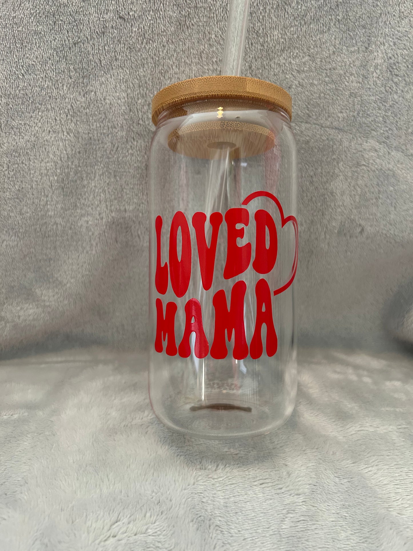 Loved mama 16 oz Libby glass