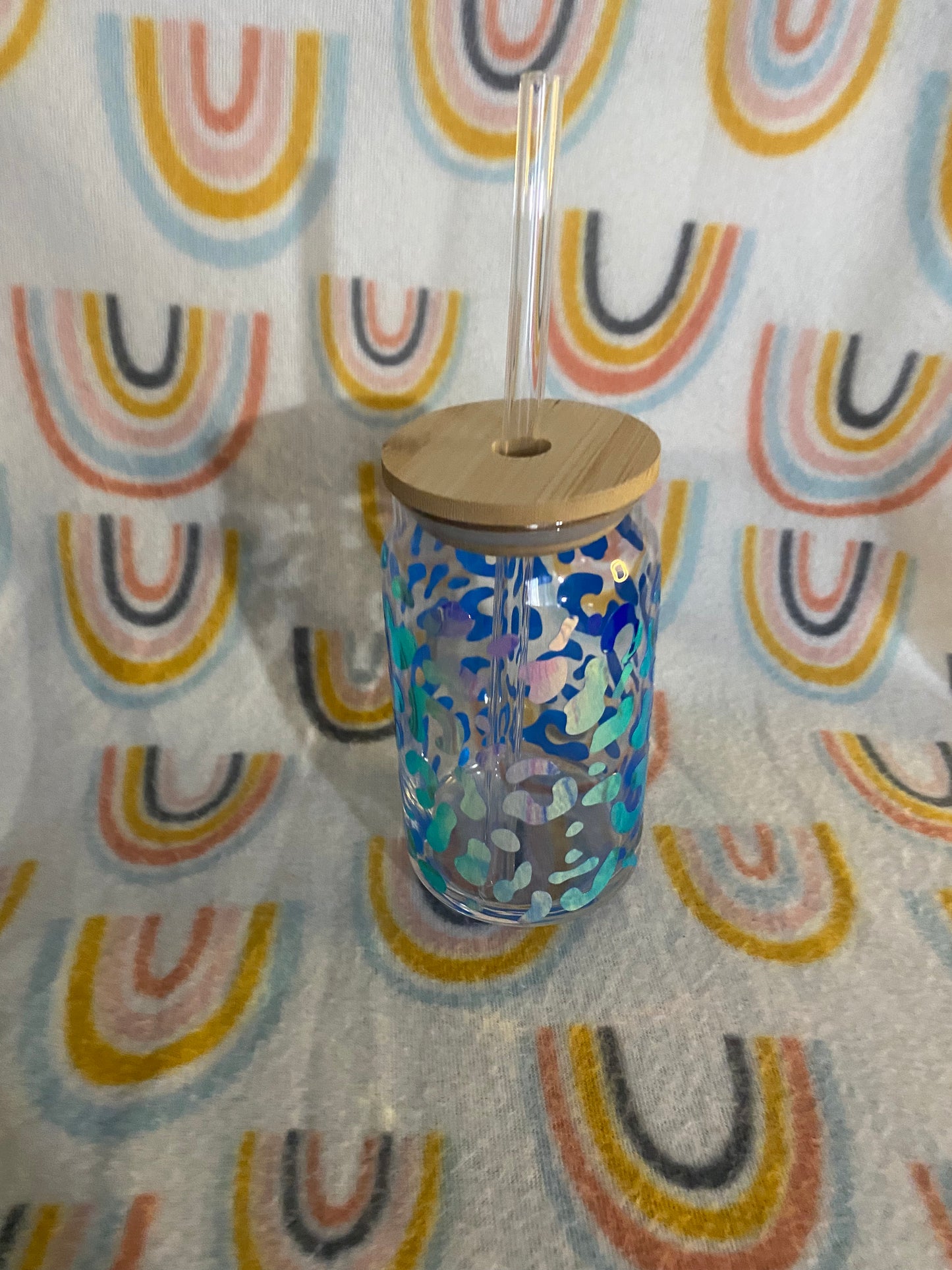 Cheetah print 16 oz Libby Cup/libby glass