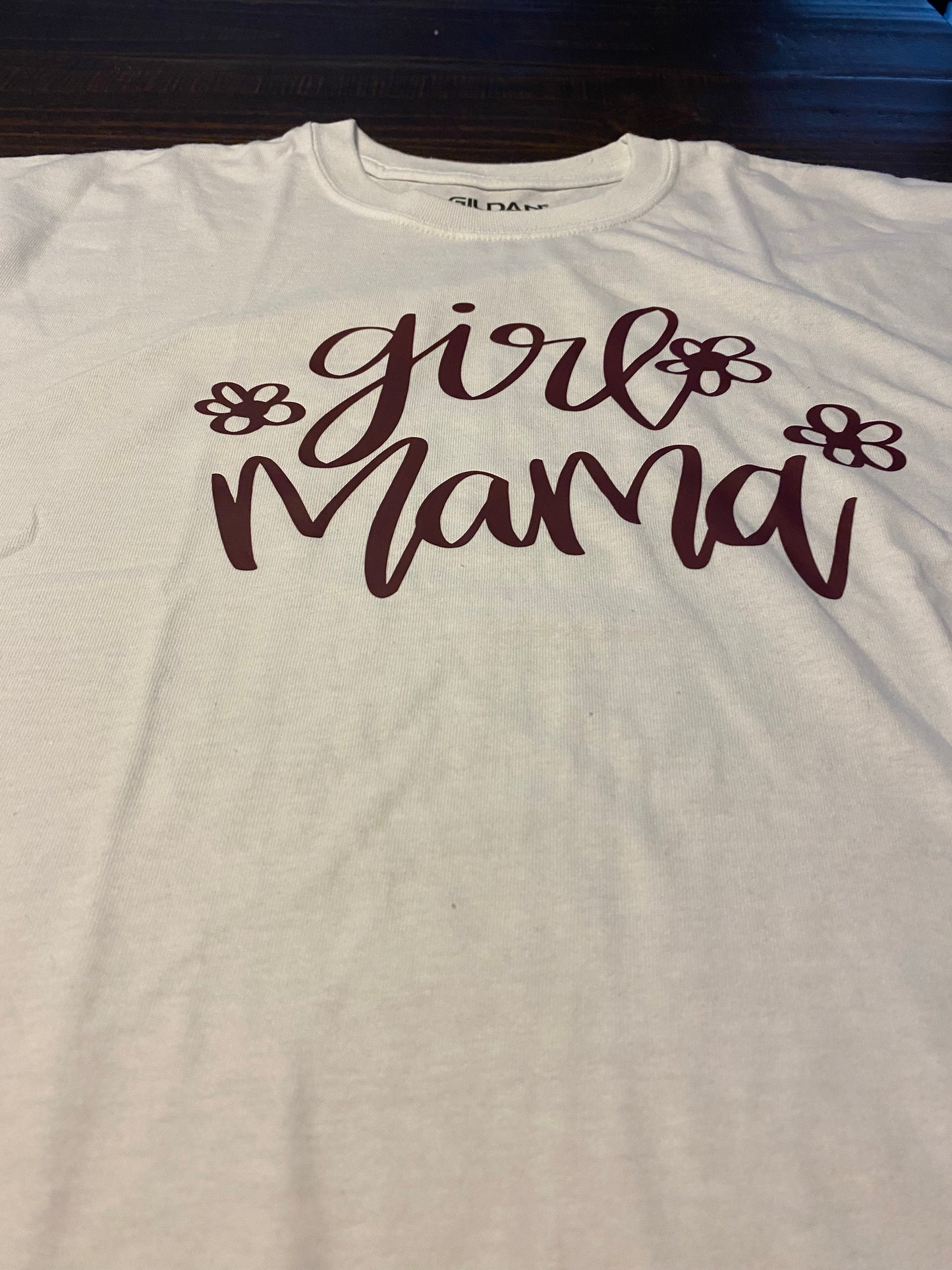 “Girl mama” with flowers T-shirt