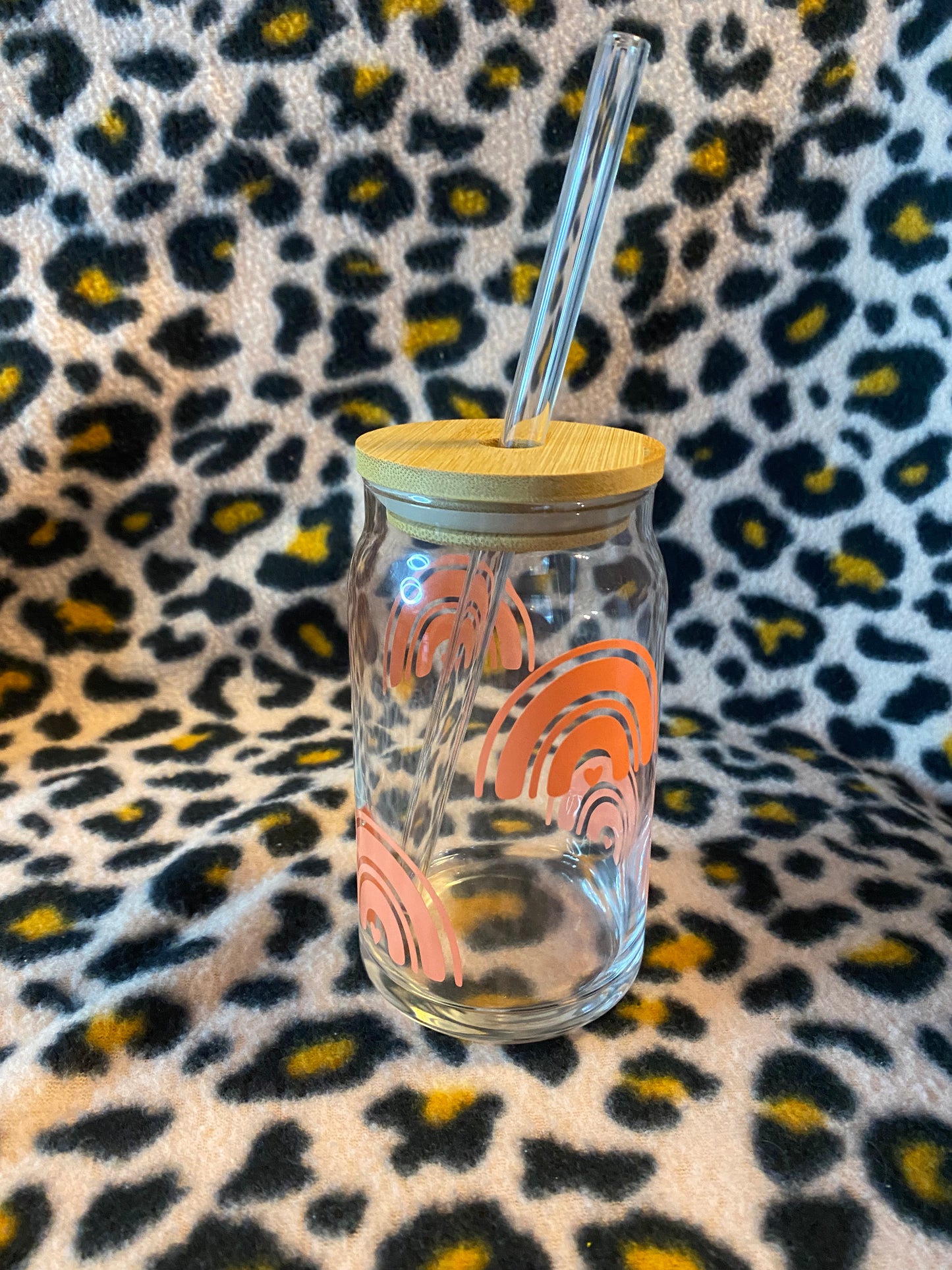 BoHo rainbow, 16 oz Libby Cup/libby glass