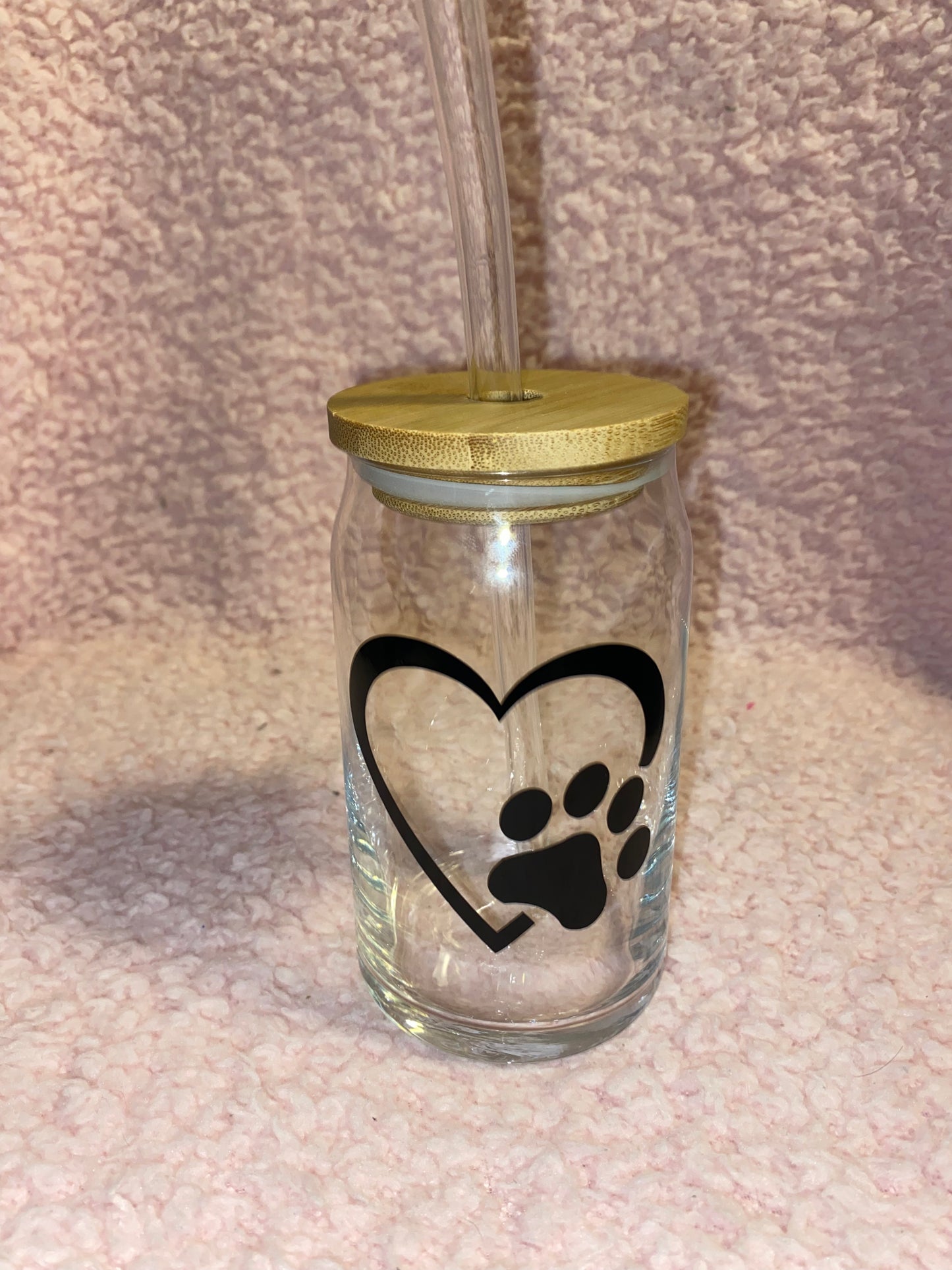 Paw heart! 16 oz Libby Cup/libby glass