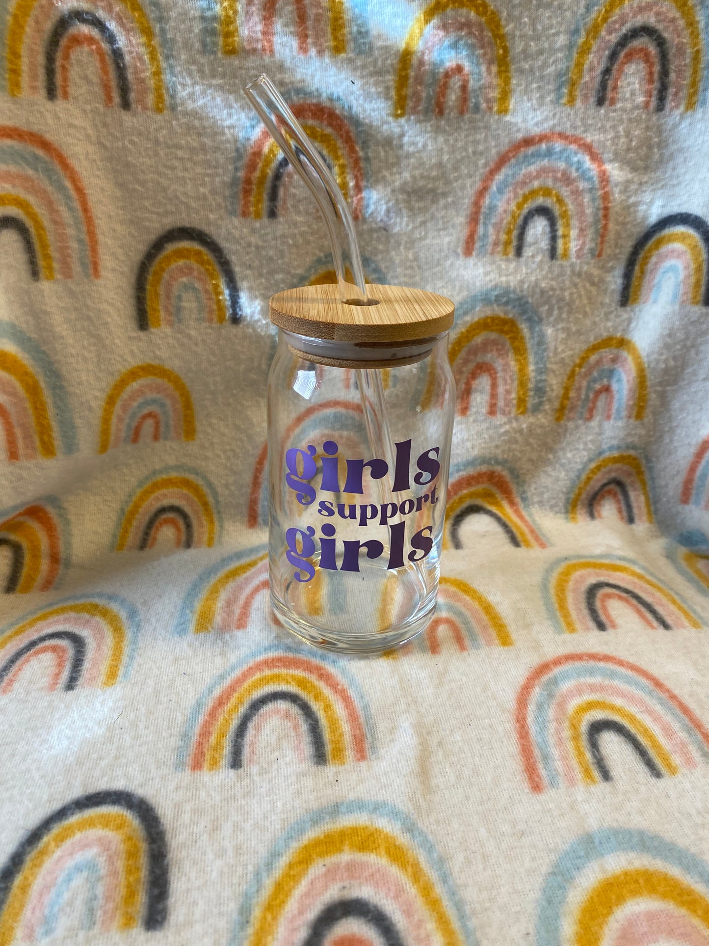 girls support girls 16 oz Libby Cup/libby glass