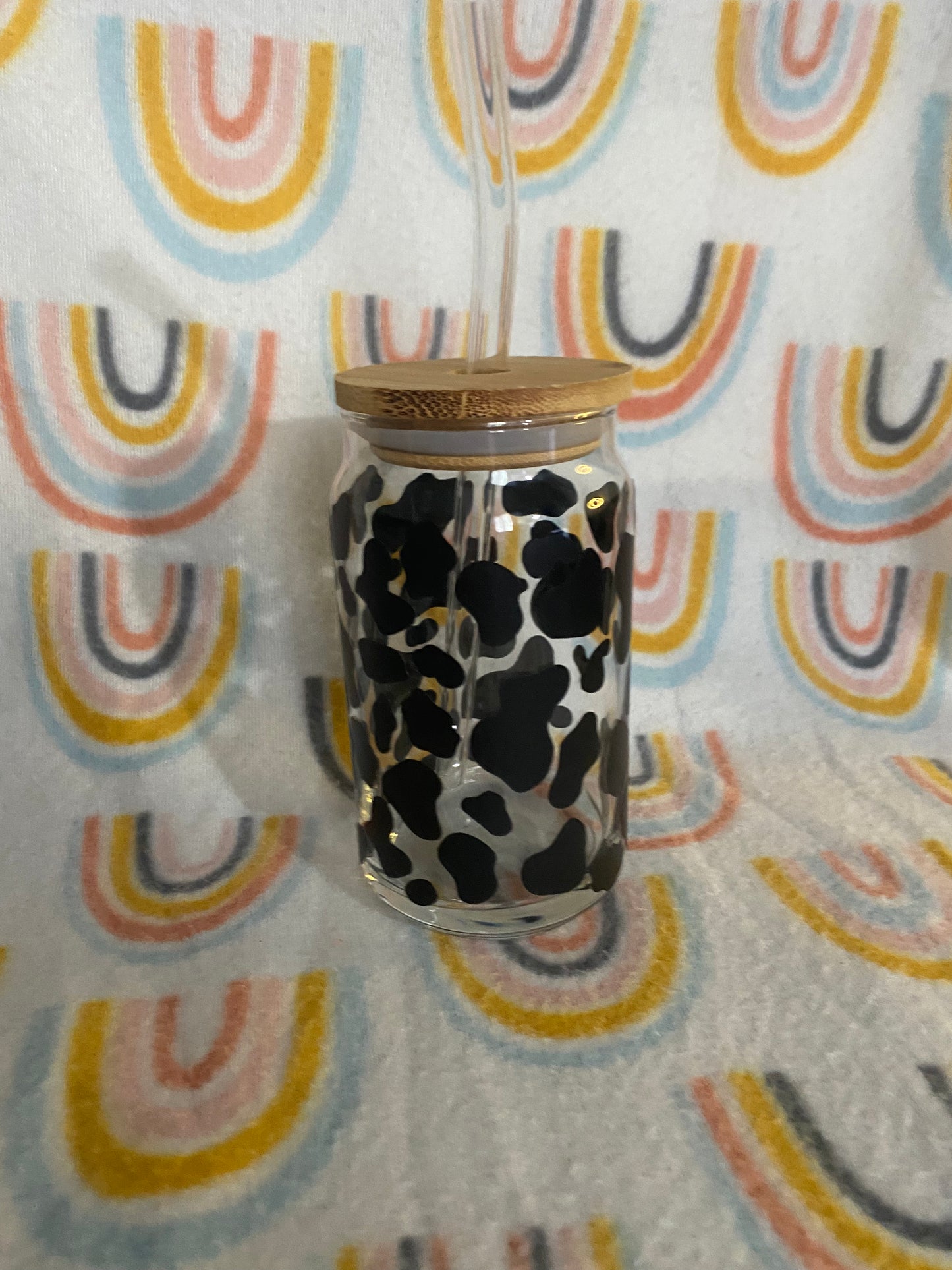 Cow print 16 oz Libby Cup/libby glass