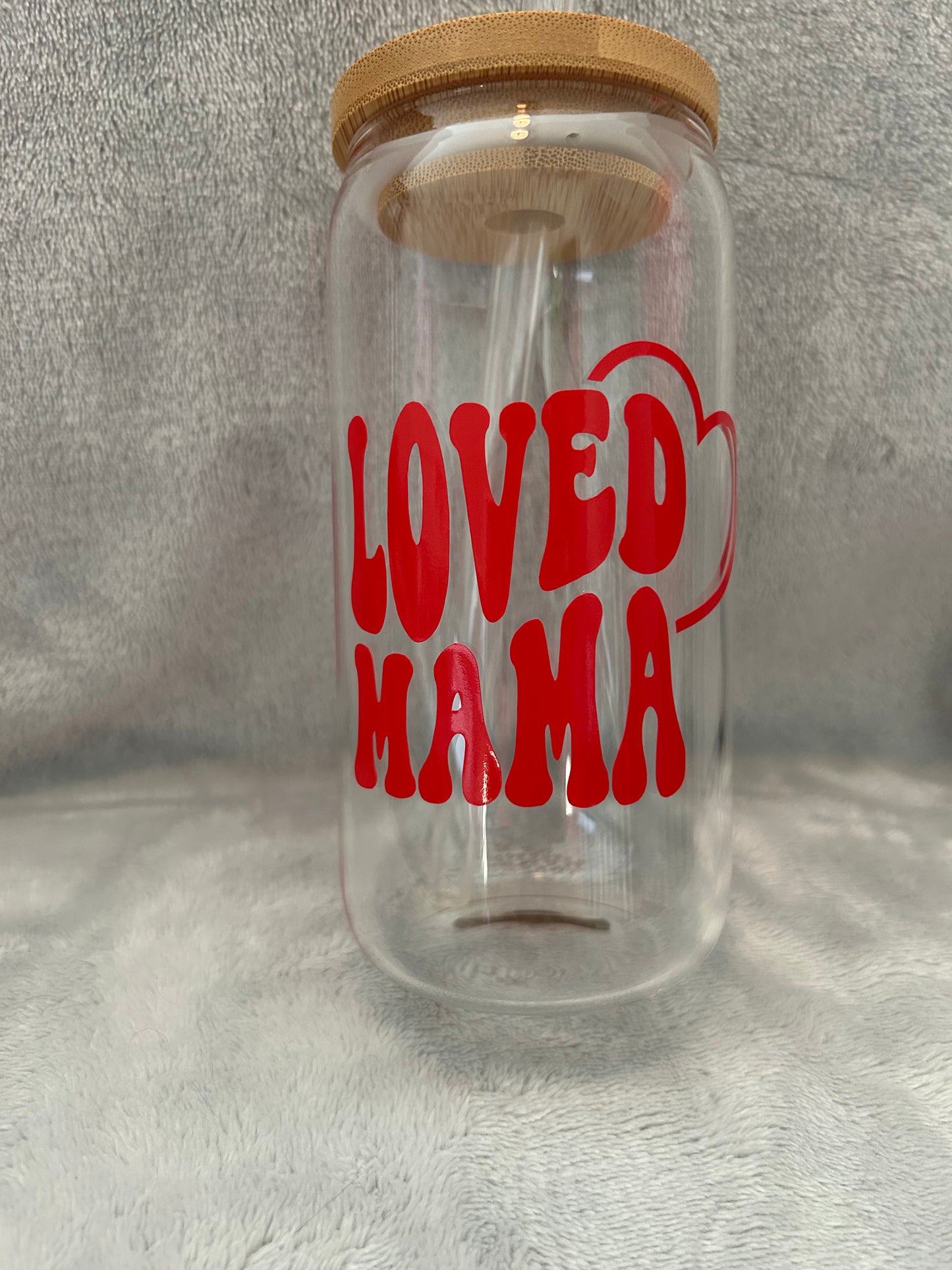 Loved mama 16 oz Libby glass