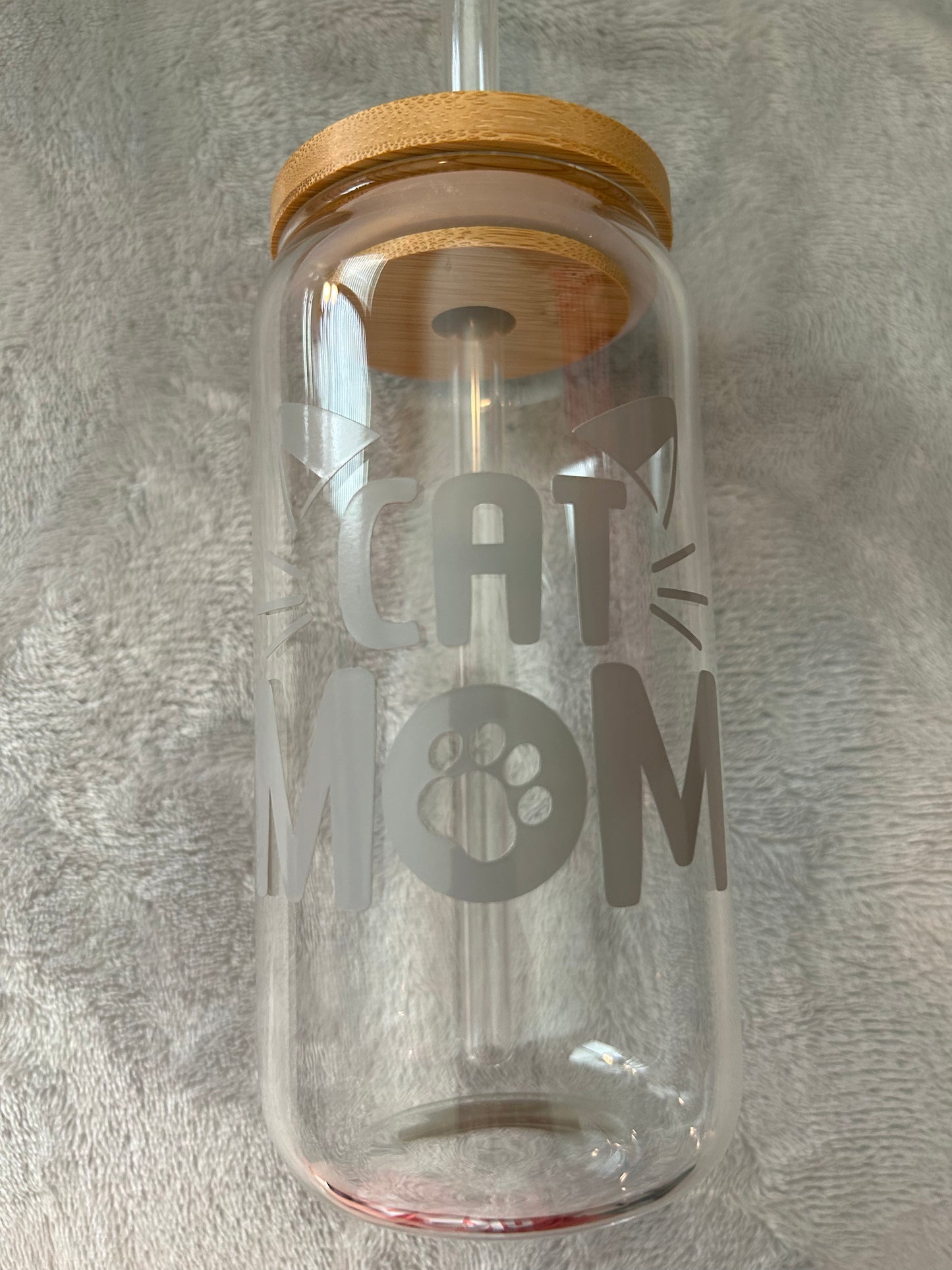 Cat mom 16 oz Libby glass