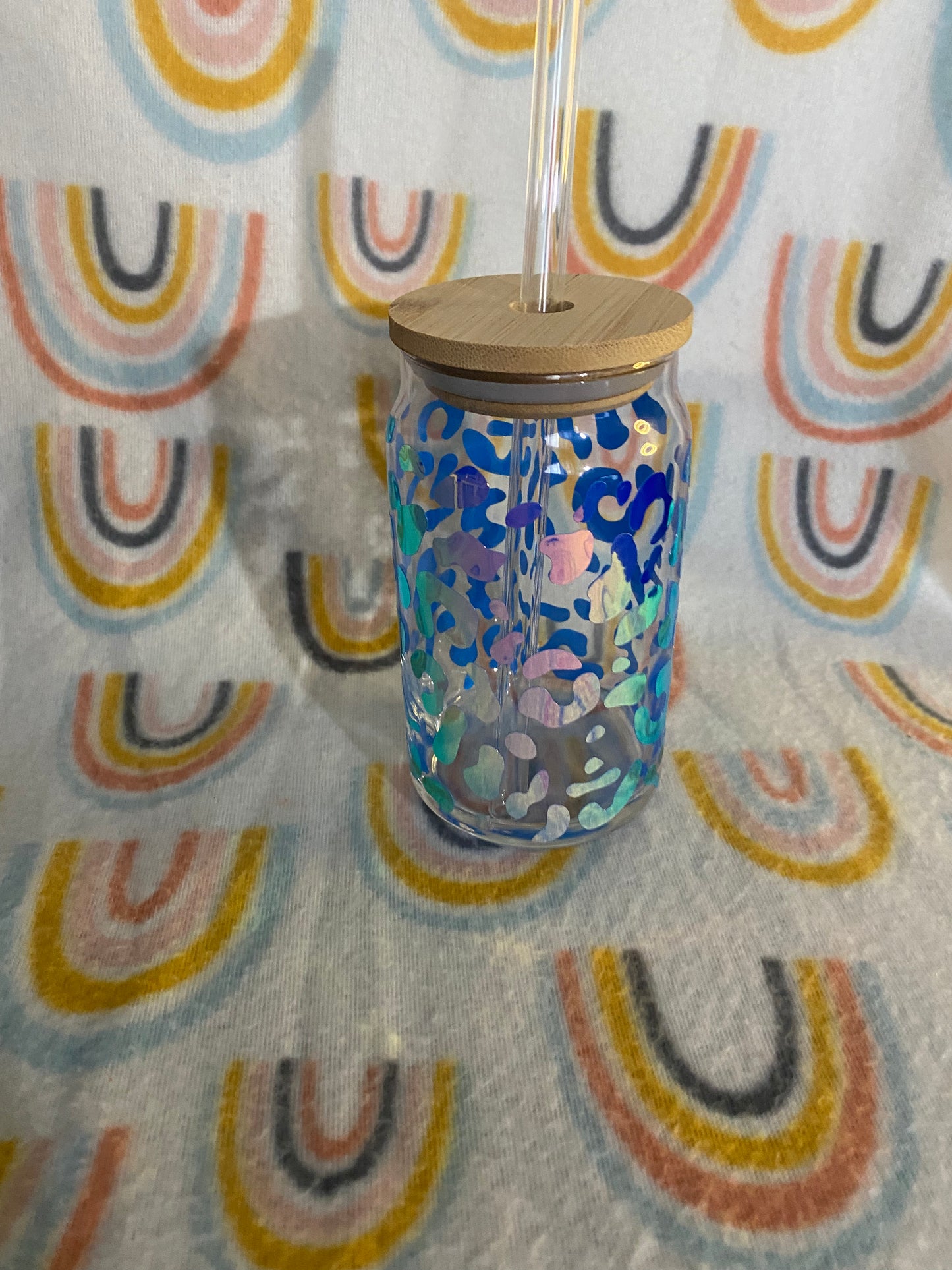 Cheetah print 16 oz Libby Cup/libby glass