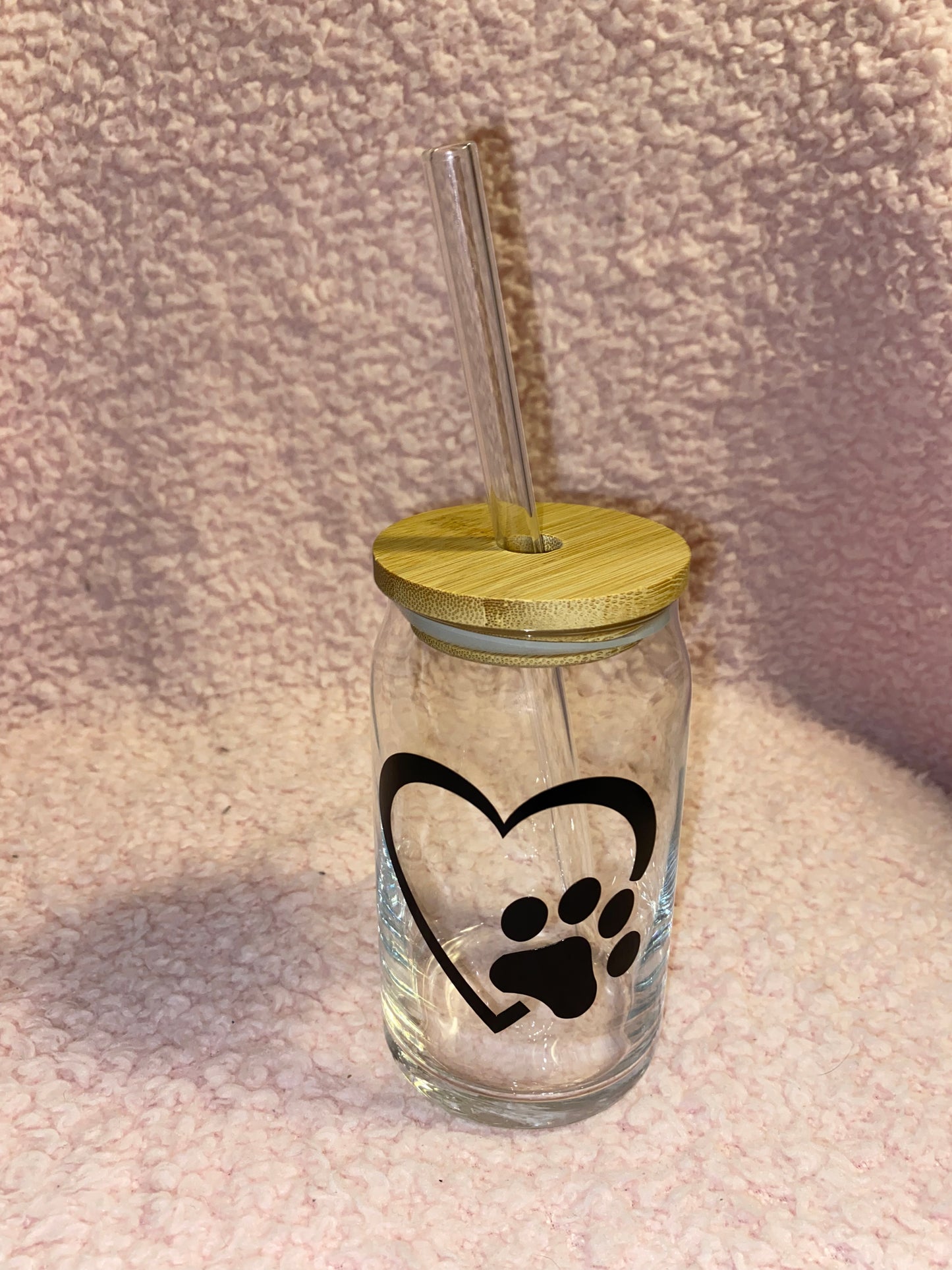 Paw heart! 16 oz Libby Cup/libby glass