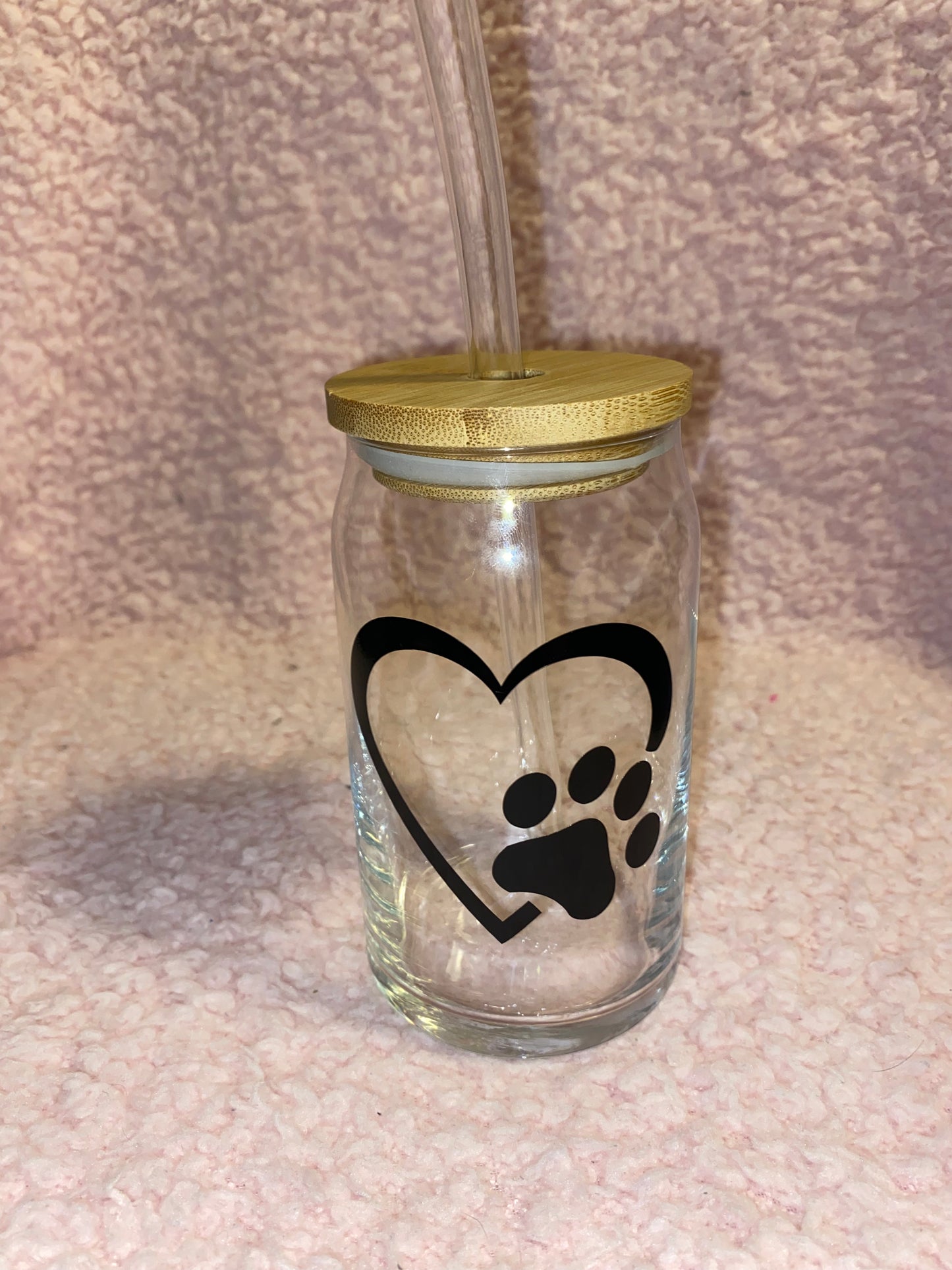 Paw heart! 16 oz Libby Cup/libby glass