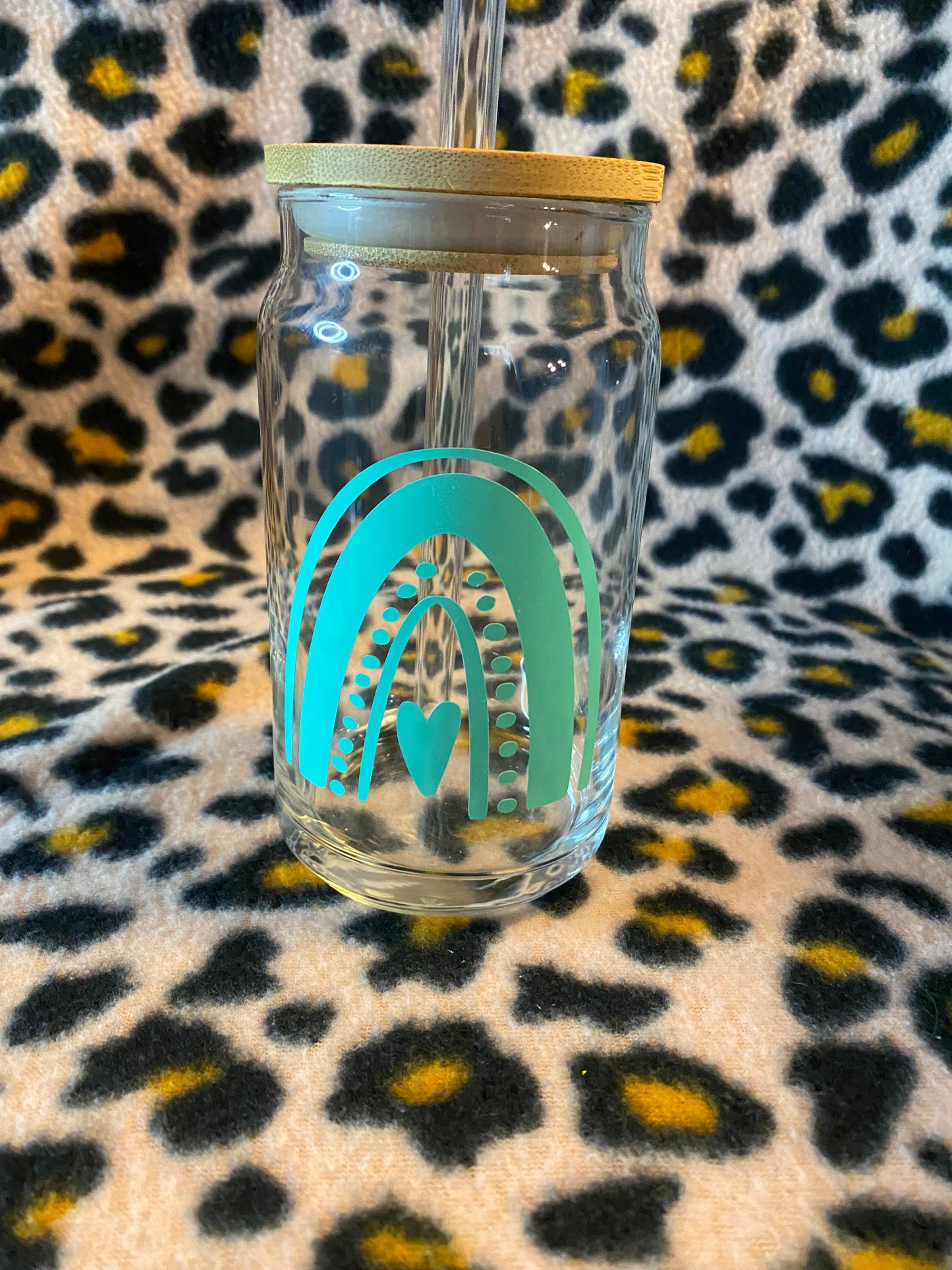 Blue BoHo rainbow, 16 oz Libby Cup/libby glass