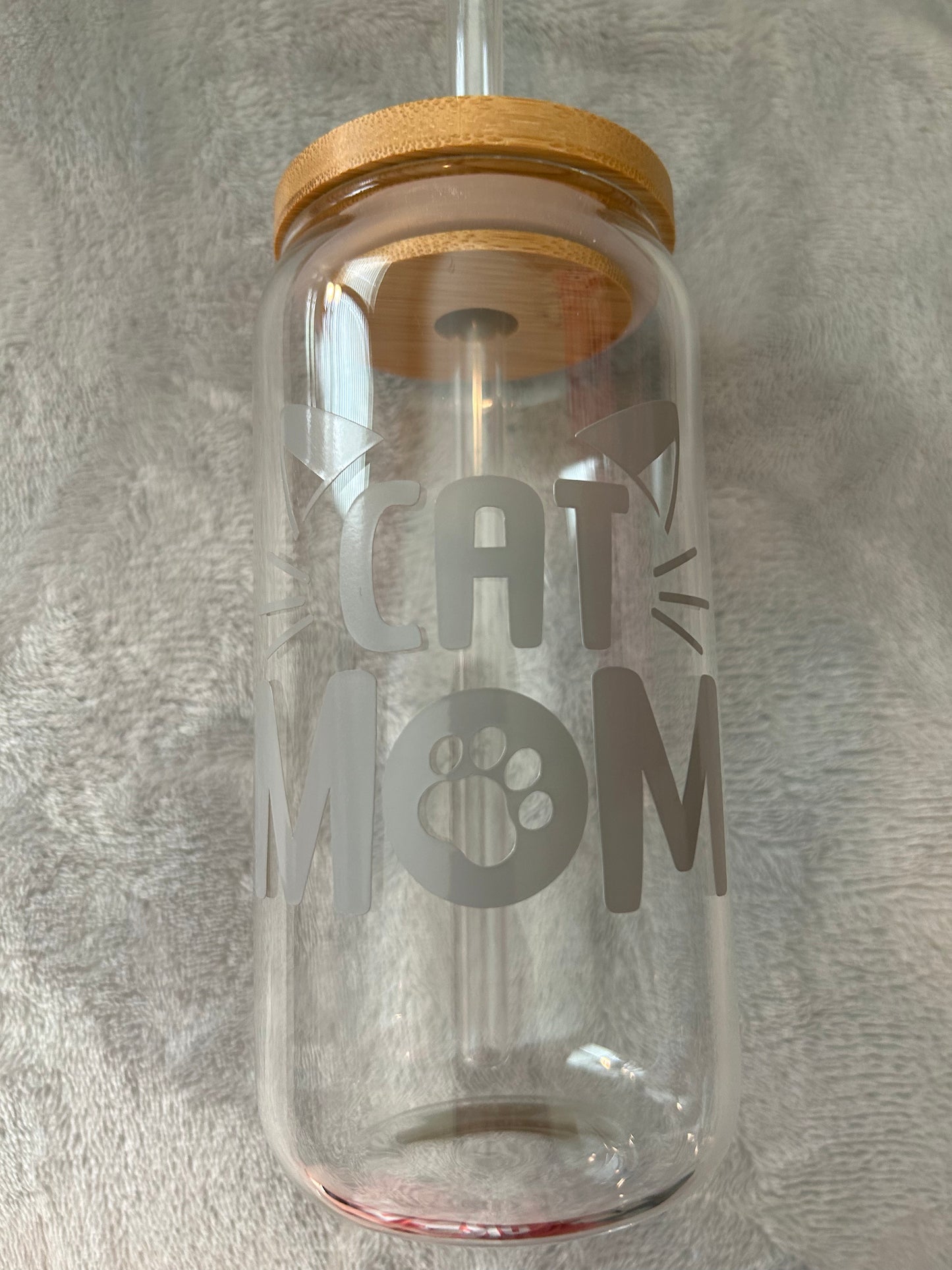 Cat mom 16 oz Libby glass