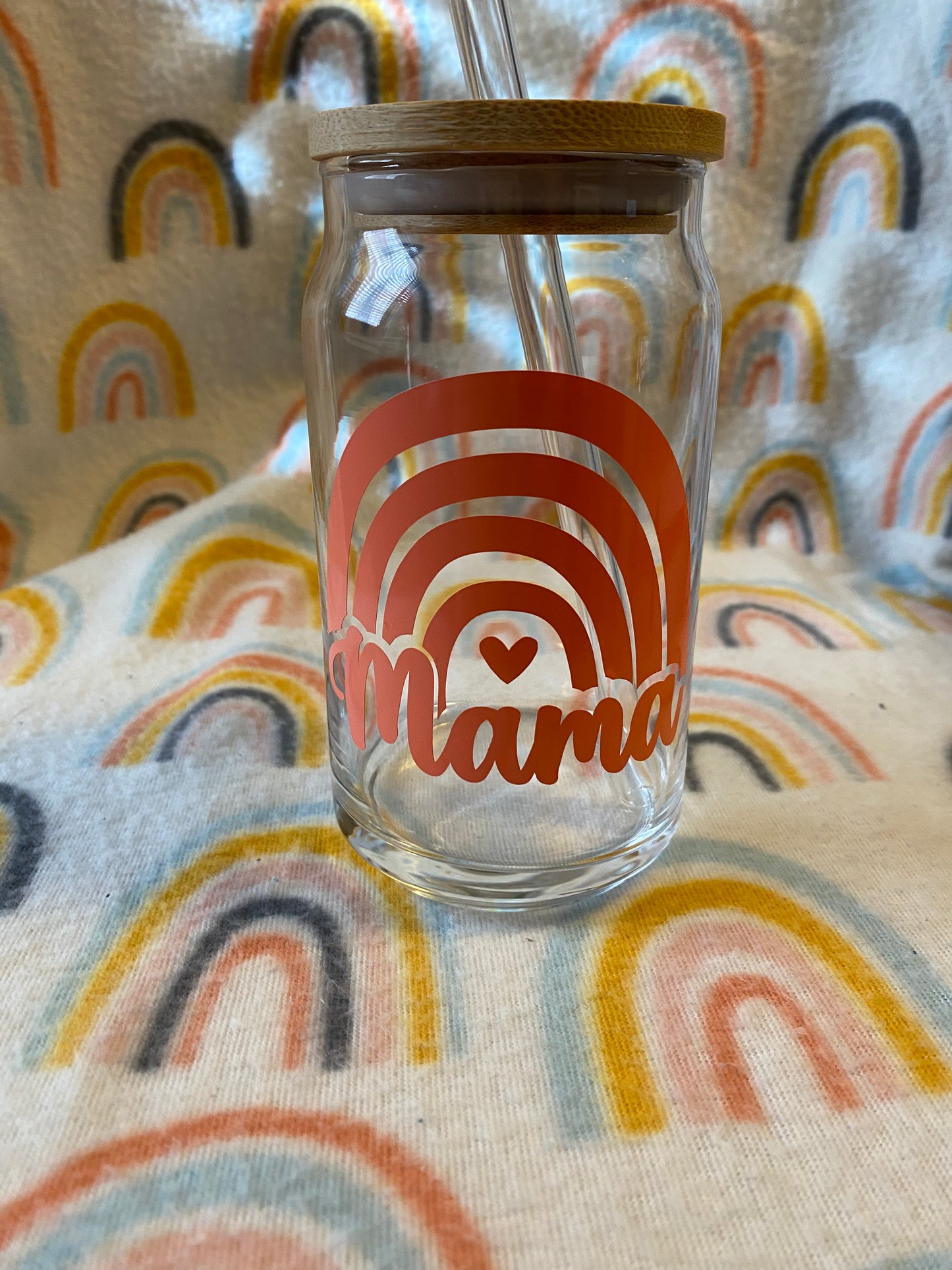 Mama BoHo rainbow 16 oz Libby Cup/libby glass