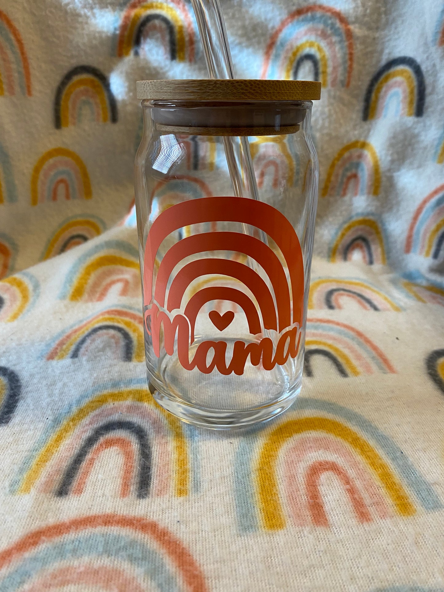 Mama BoHo rainbow 16 oz Libby Cup/libby glass