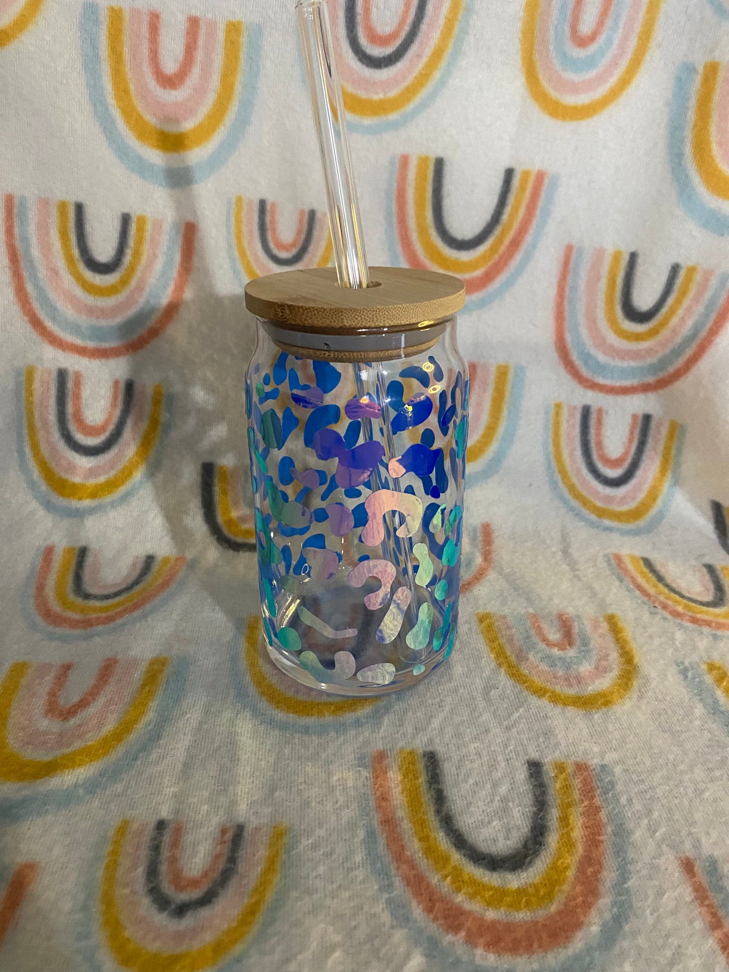 Cheetah print 16 oz Libby Cup/libby glass