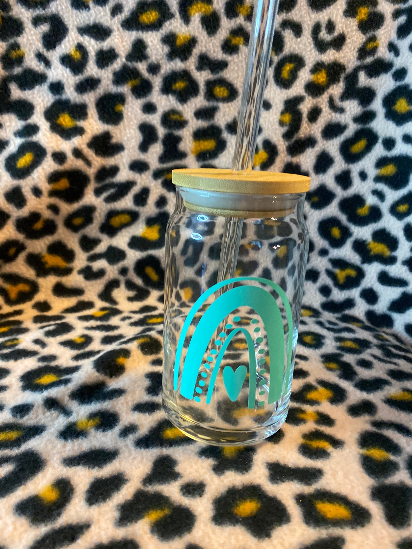 Blue BoHo rainbow, 16 oz Libby Cup/libby glass