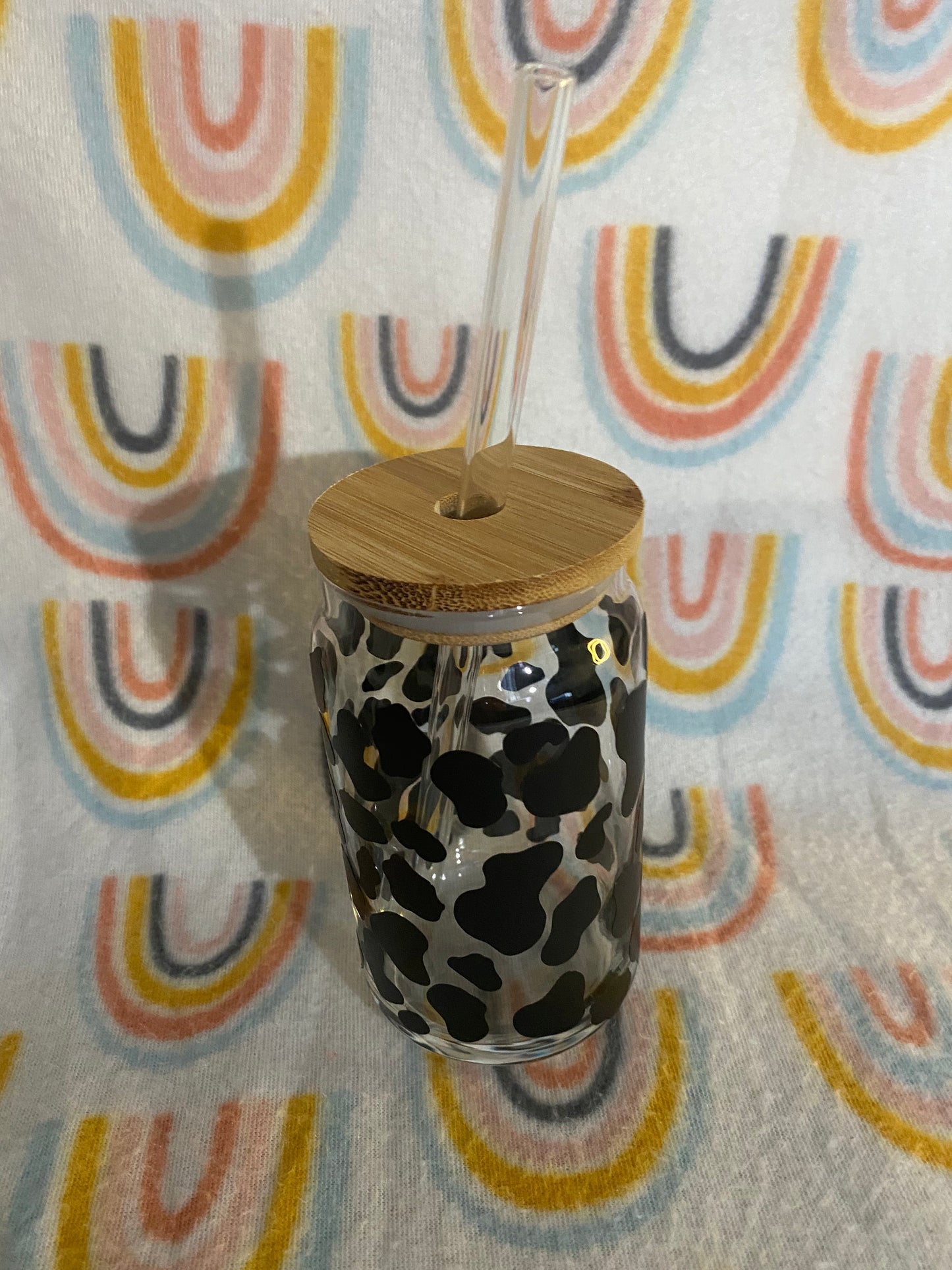 Cow print 16 oz Libby Cup/libby glass